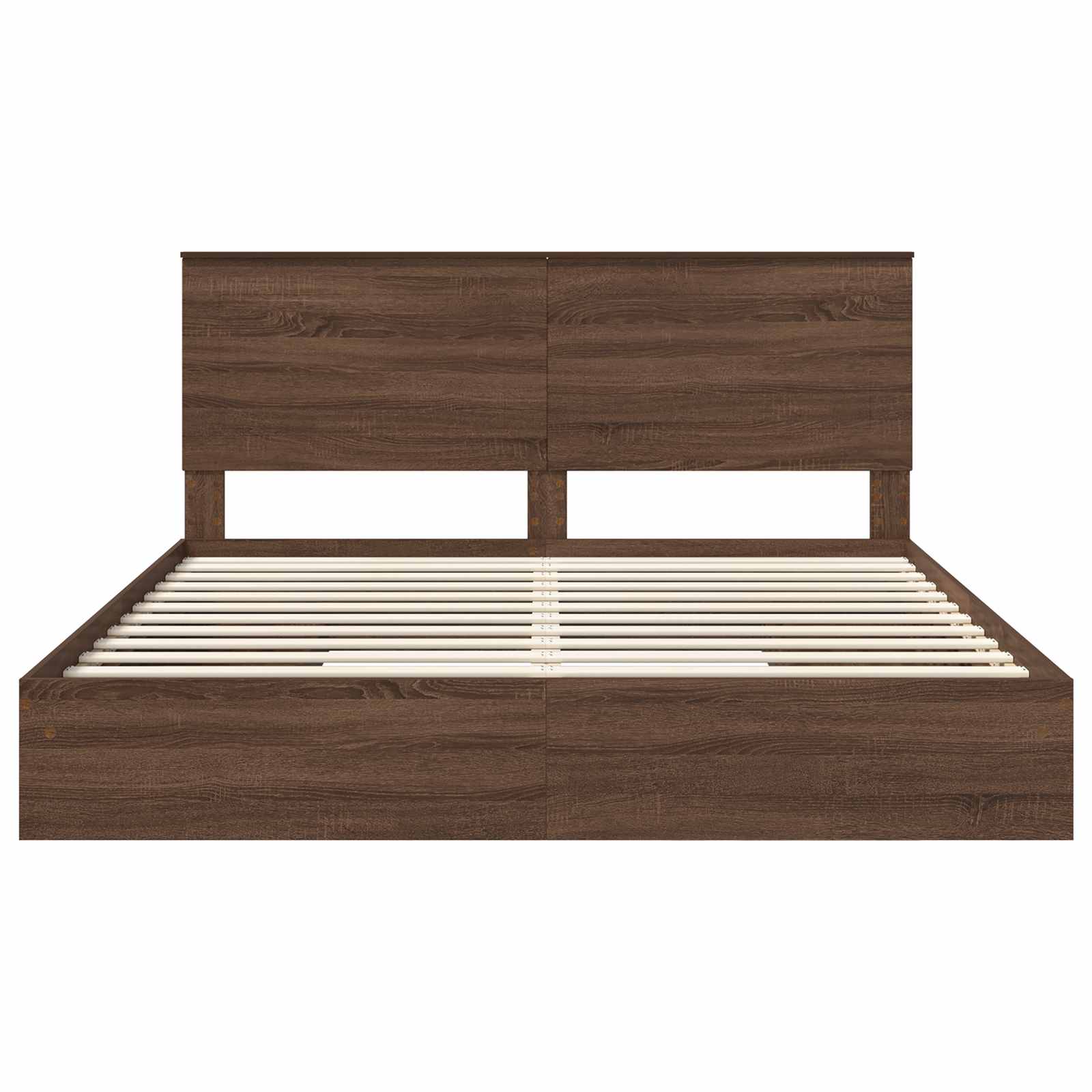 Seng med Oppbevaring Brun Eik 200 x 200 cm Konstruert tre