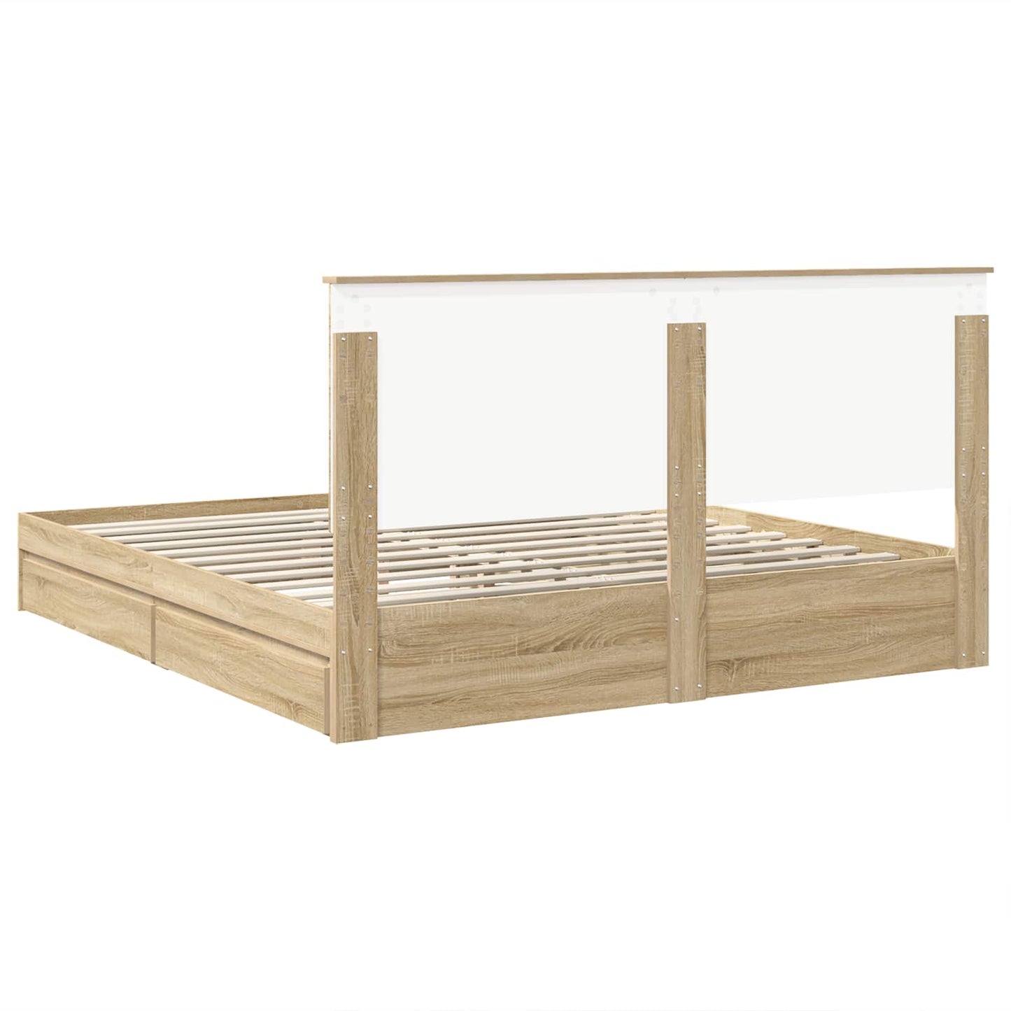 Seng med Oppbevaring Sonoma eik 180 x 200 cm Konstruert tre