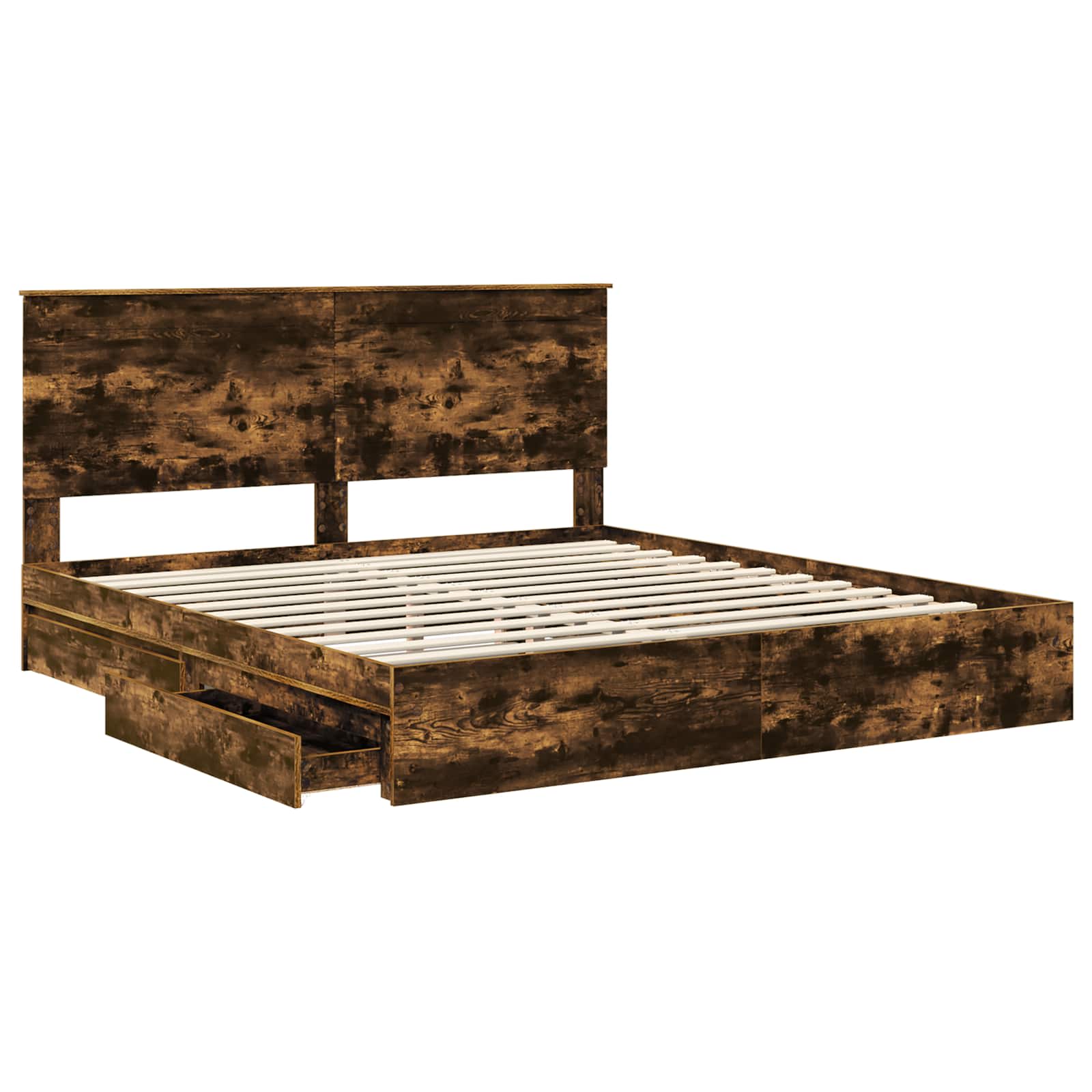 Seng med Oppbevaring Røkt eik 180 x 200 cm Konstruert tre