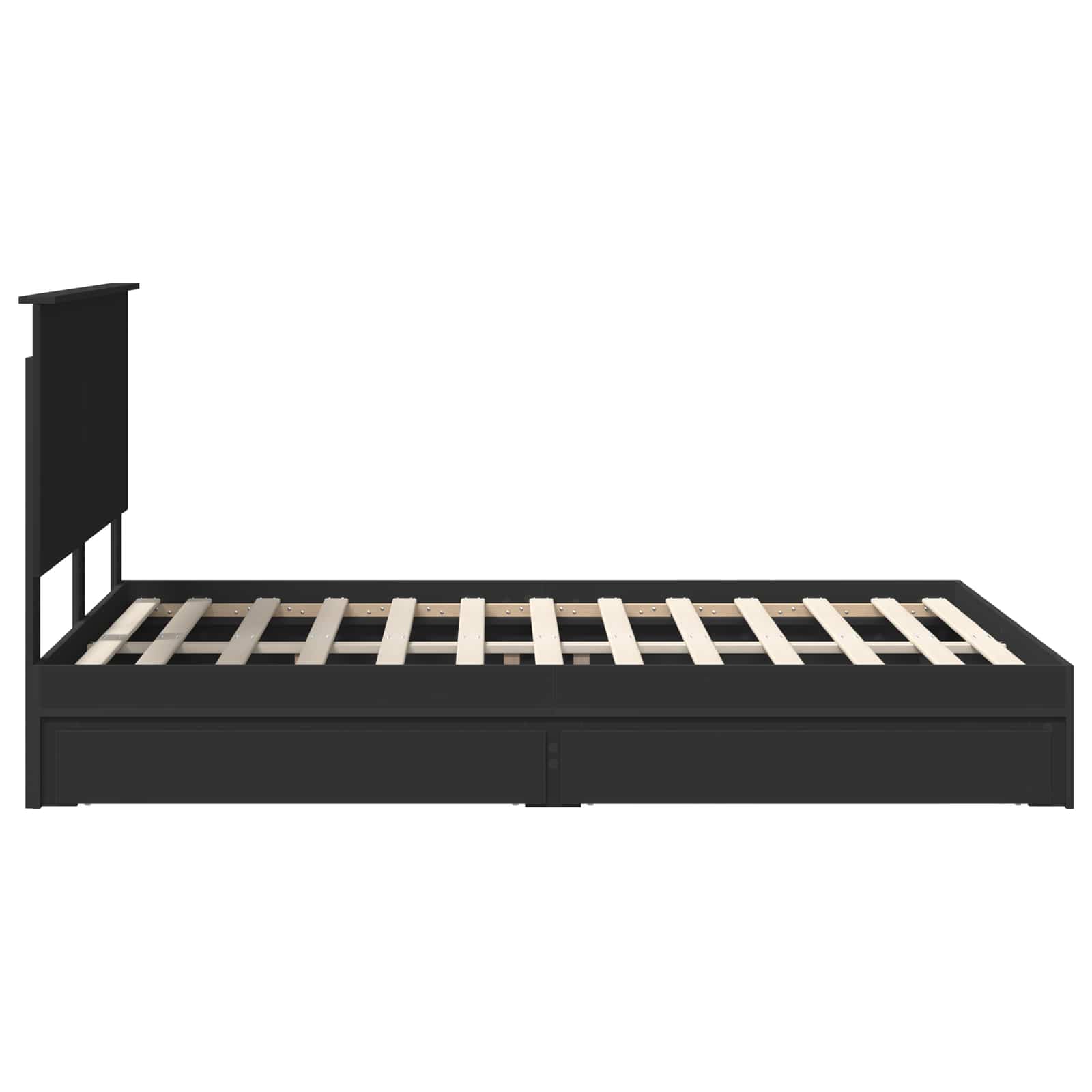 Seng med Oppbevaring Svart 150 x 200 cm Konstruert tre