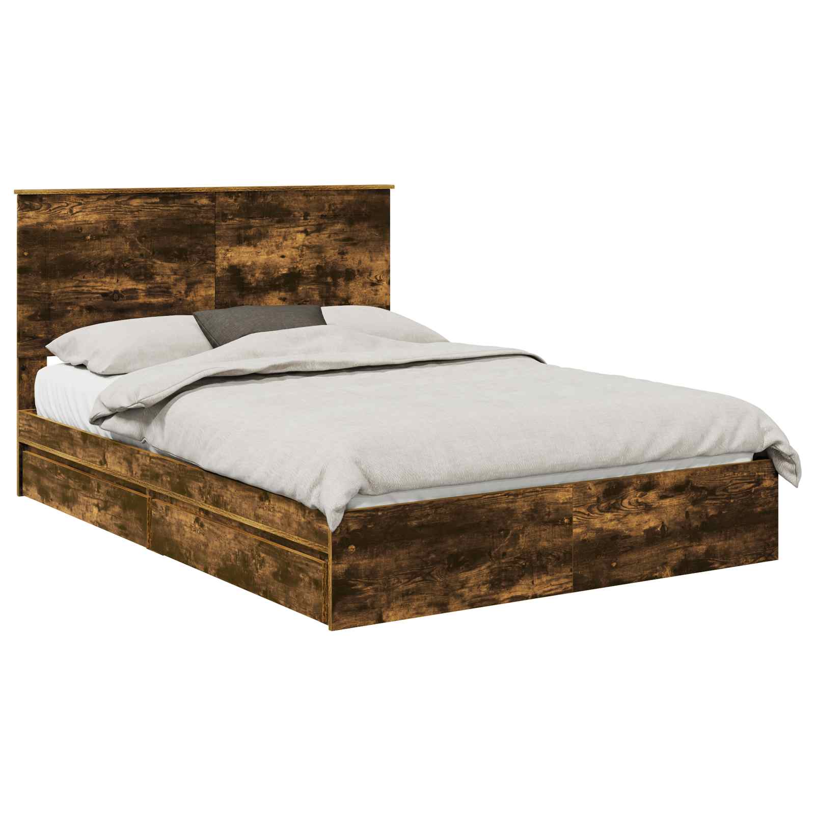 Seng med Oppbevaring Røkt eik 140 x 190 cm Konstruert tre