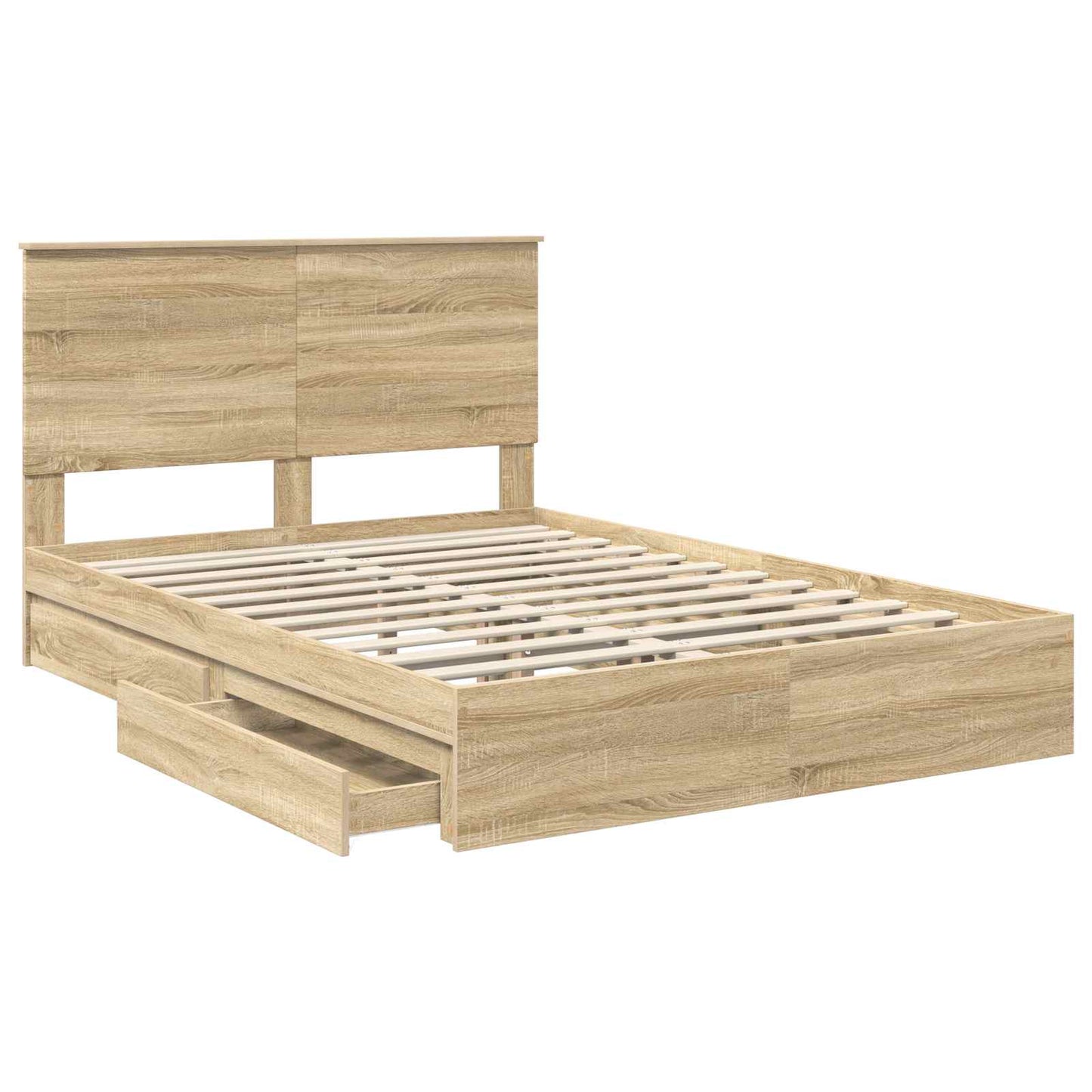 Seng med Oppbevaring Sonoma eik 140 x 200 cm Konstruert tre