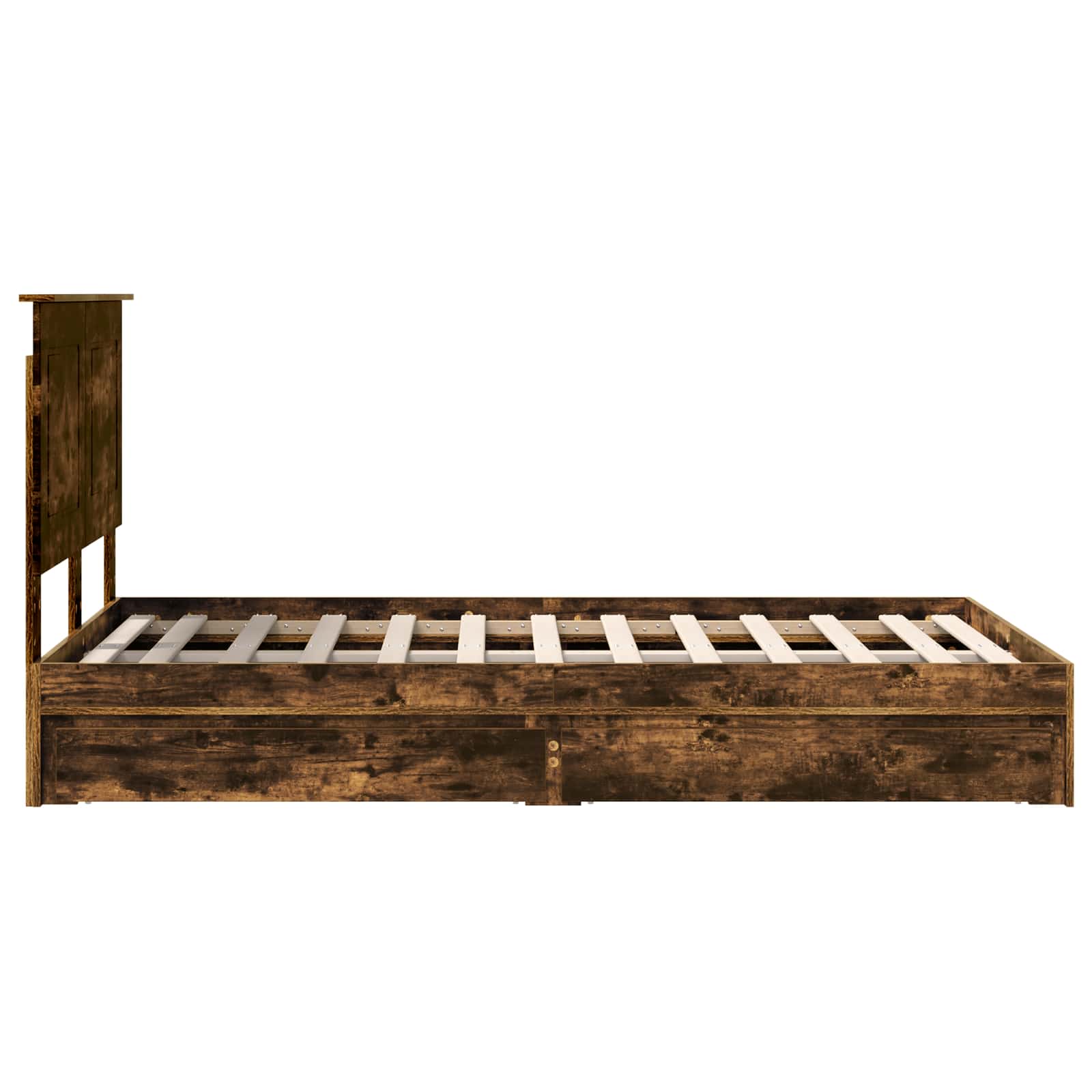 Seng med Oppbevaring Røkt eik 135 x 190 cm Konstruert tre