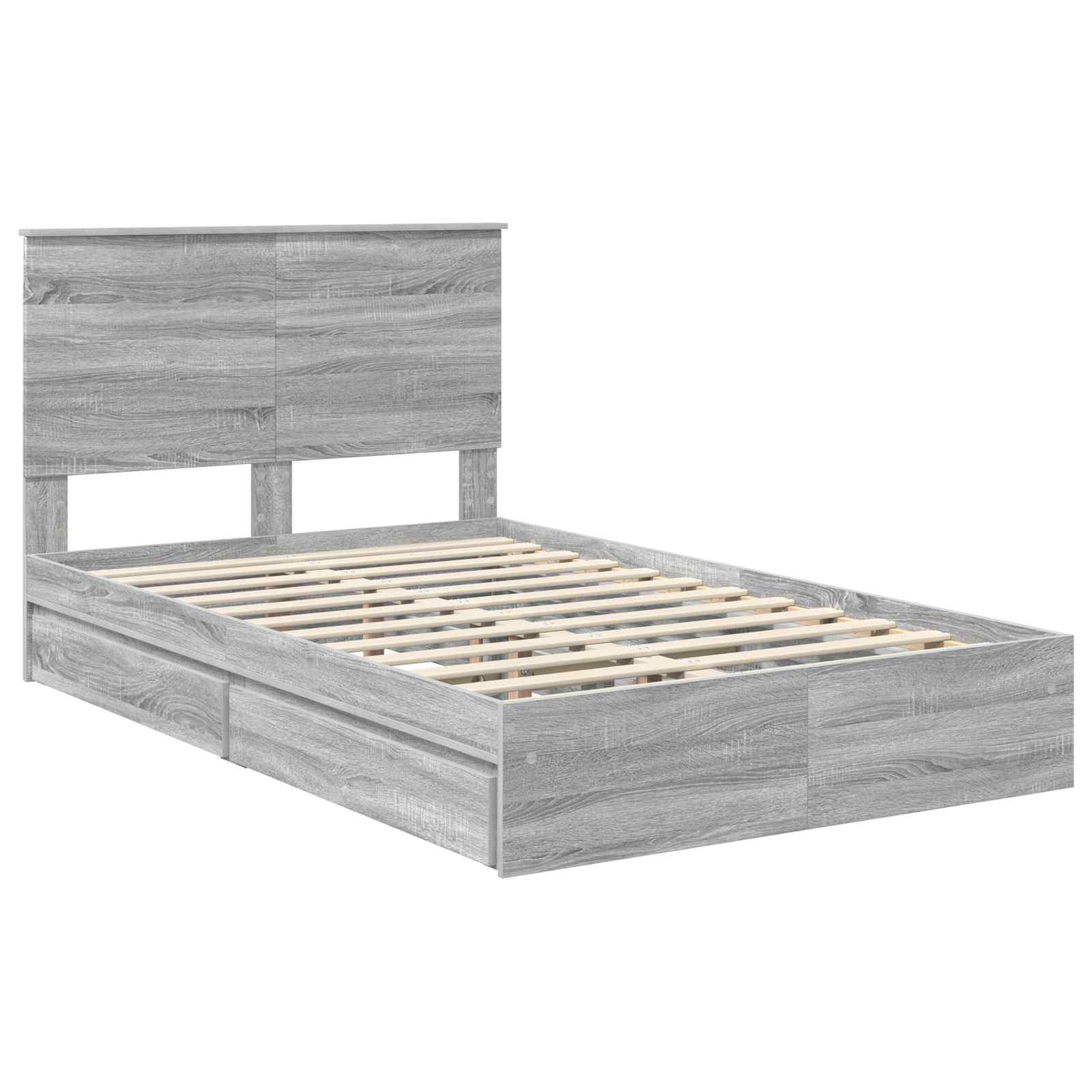 Seng med Oppbevaring Grå Sonoma 135 x 190 cm Konstruert tre