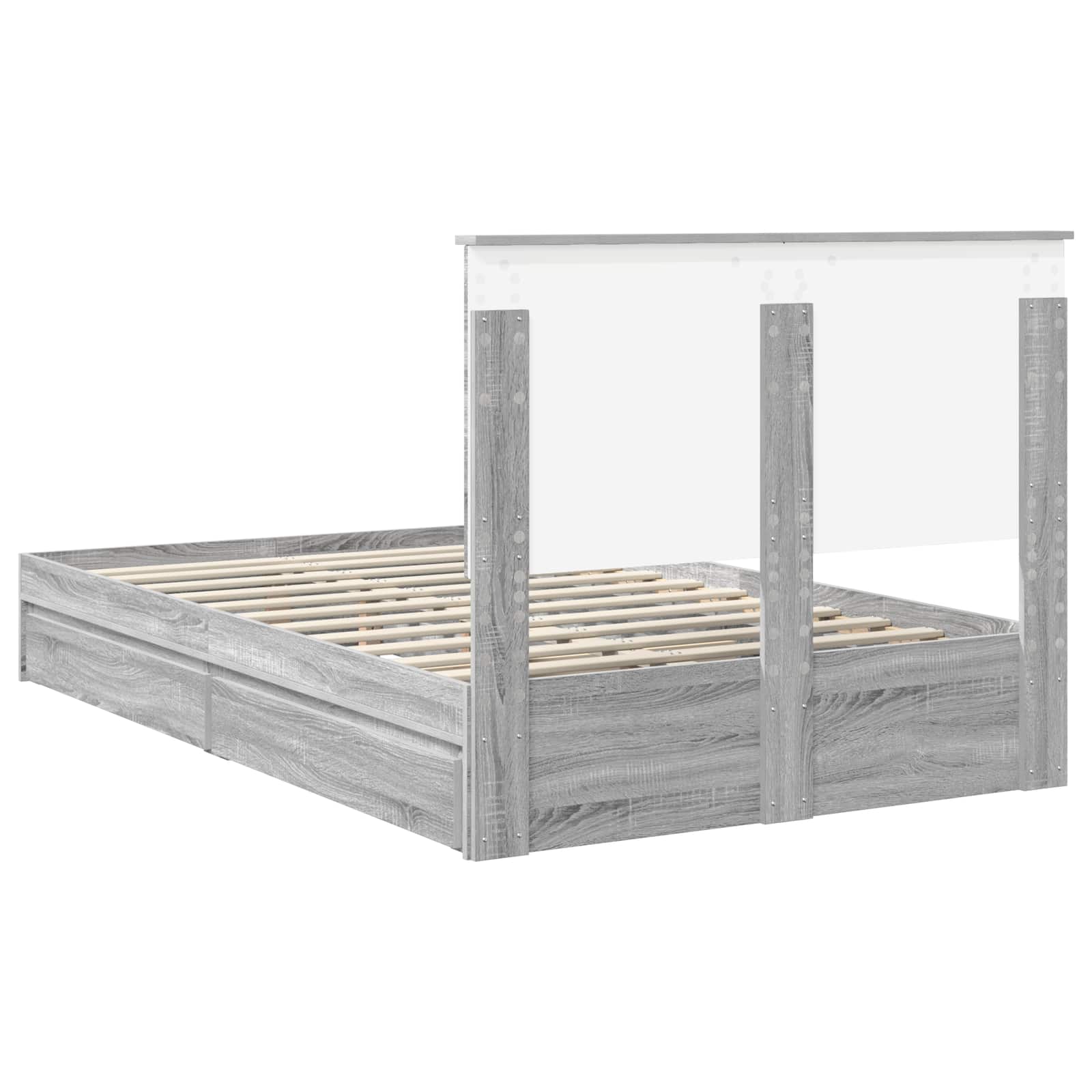 Seng med Oppbevaring Grå Sonoma 120 x 200 cm Konstruert tre