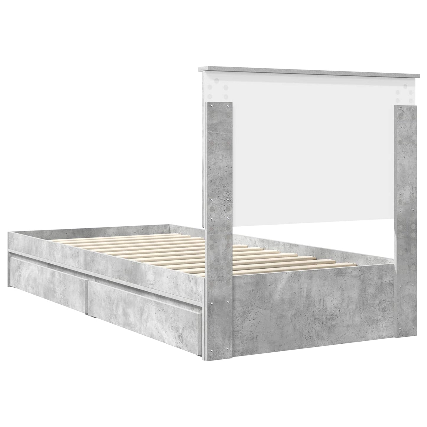 Seng med Oppbevaring Betonggrå 90 x 190 cm Konstruert tre