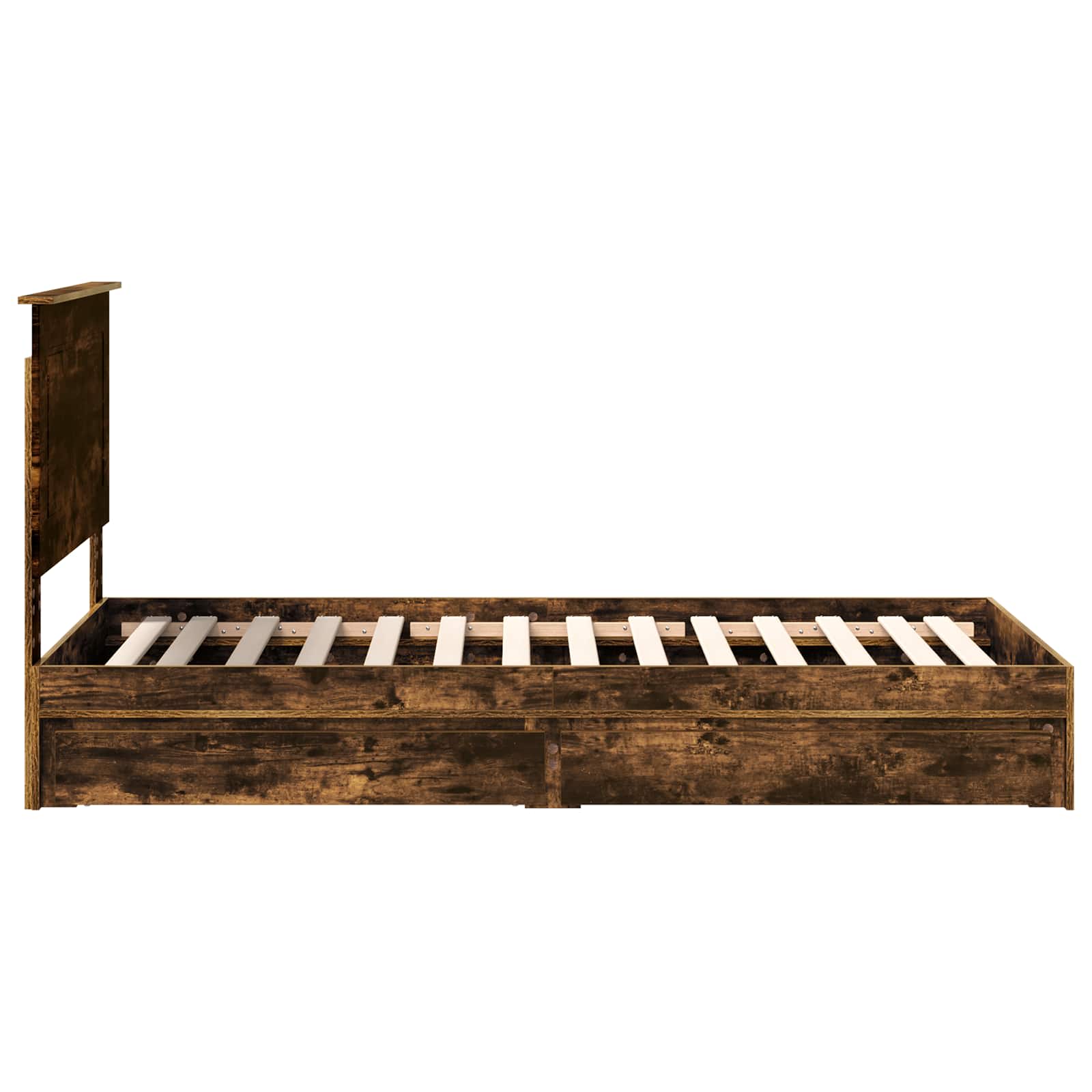 Seng med Oppbevaring Røkt eik 90 x 200 cm Konstruert tre