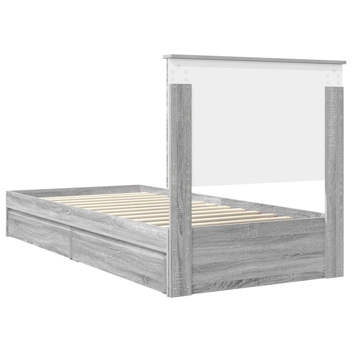 Seng med Oppbevaring Grå Sonoma 90 x 200 cm Konstruert tre