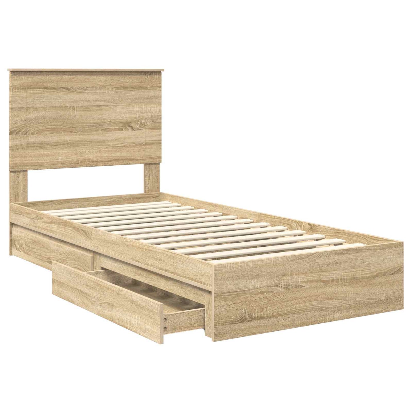 Seng med Oppbevaring Sonoma eik 75 x 190 cm Konstruert tre
