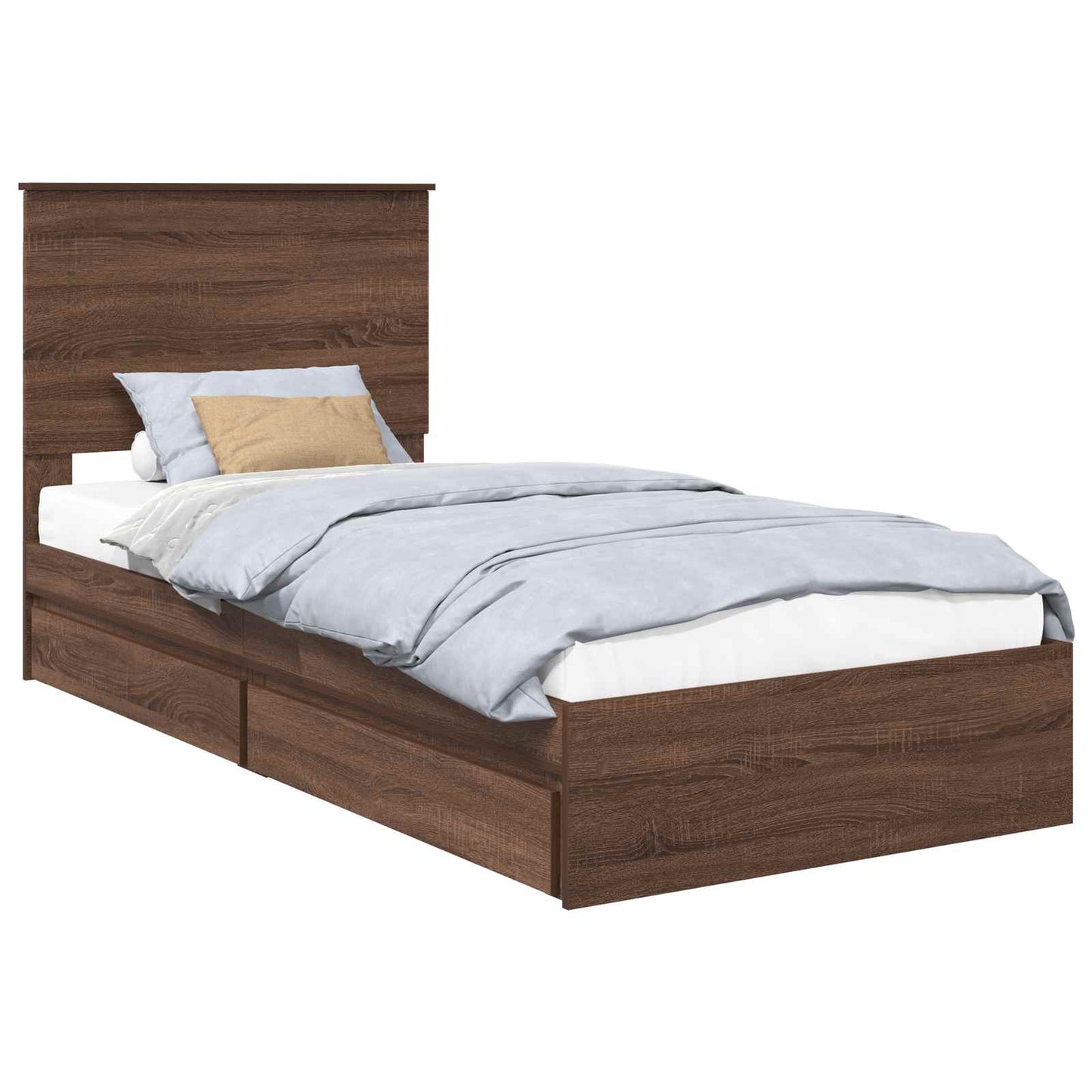 Seng med Oppbevaring Brun Eik 75 x 190 cm Konstruert tre