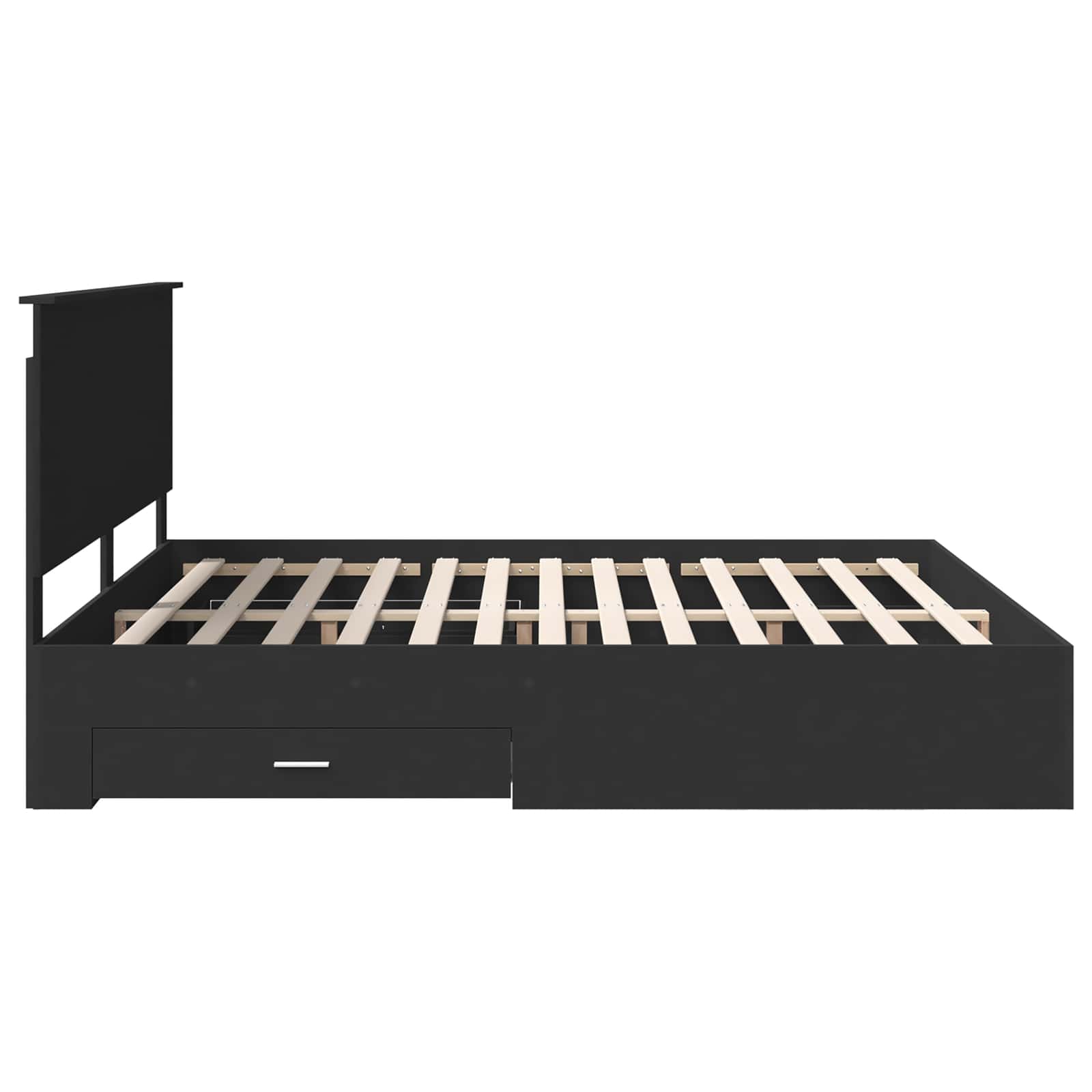 Sengestamme med skuff Svart og sølv 200 x 200 cm Konstruert tre