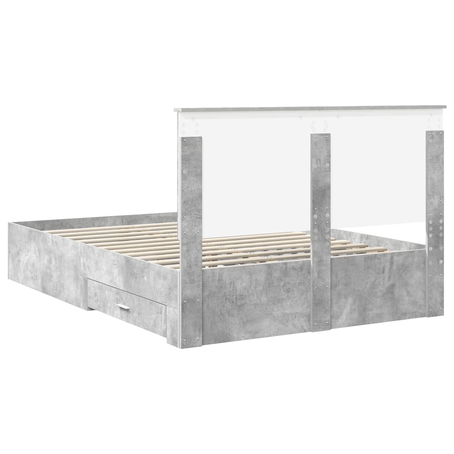Sengestamme med skuff Betonggrå 160 x 200 cm Konstruert tre