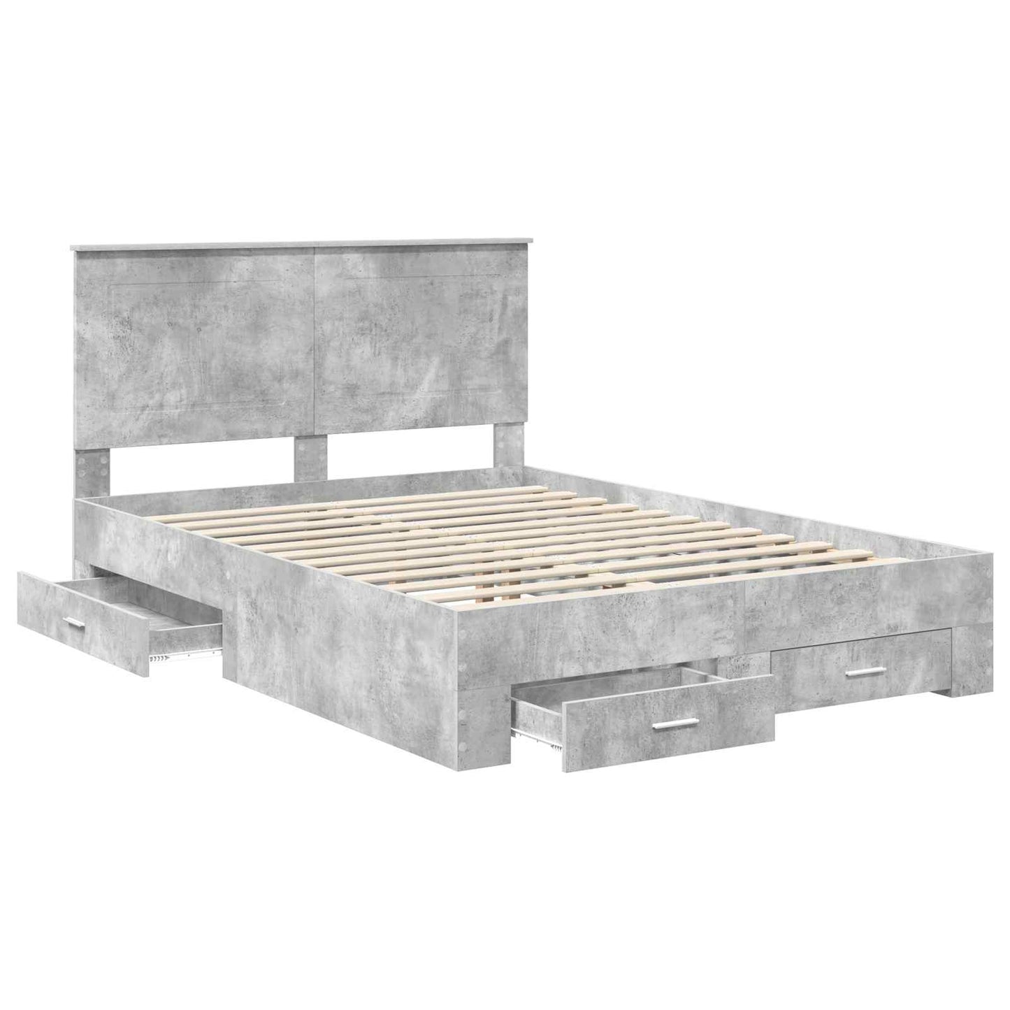 Sengestamme med skuff Betonggrå 140 x 190 cm Konstruert tre