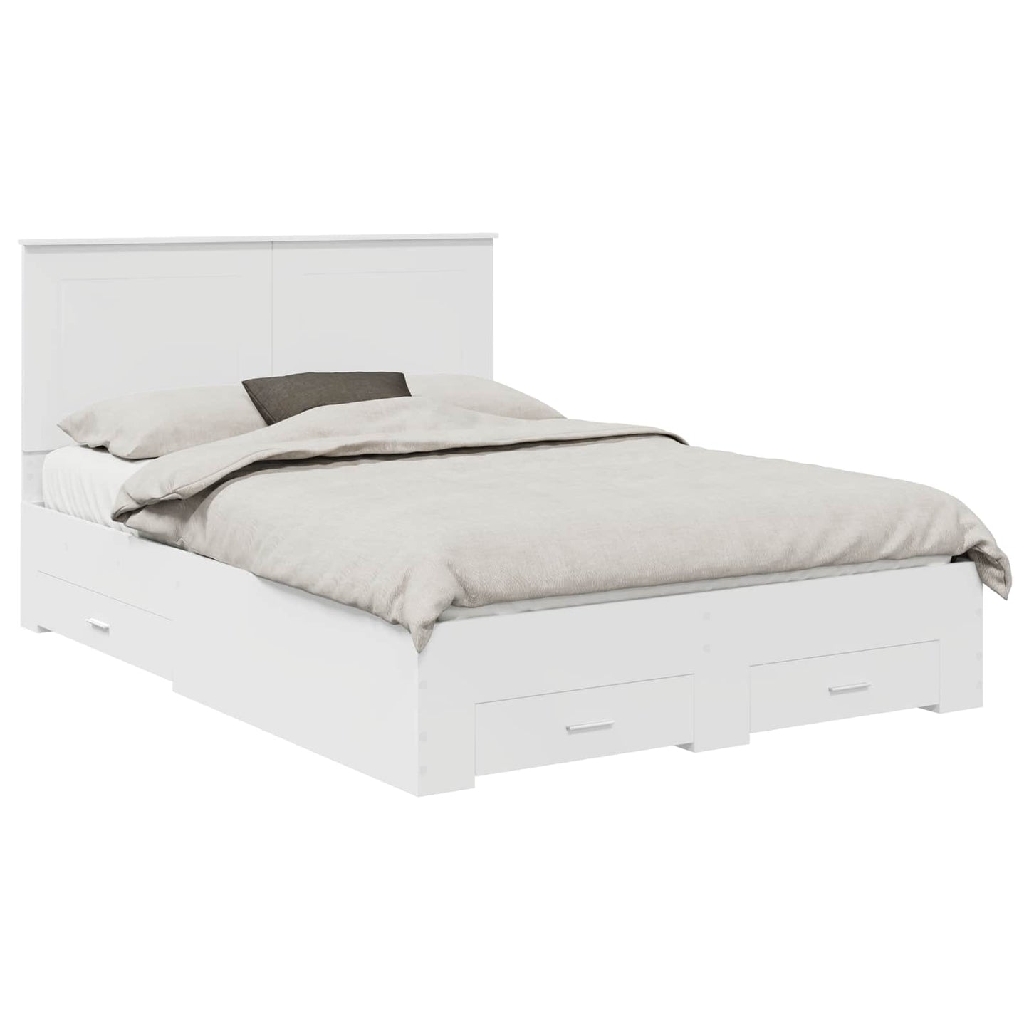 Sengestamme med hodegjerde Hvit 140 x 200 cm Konstruert tre