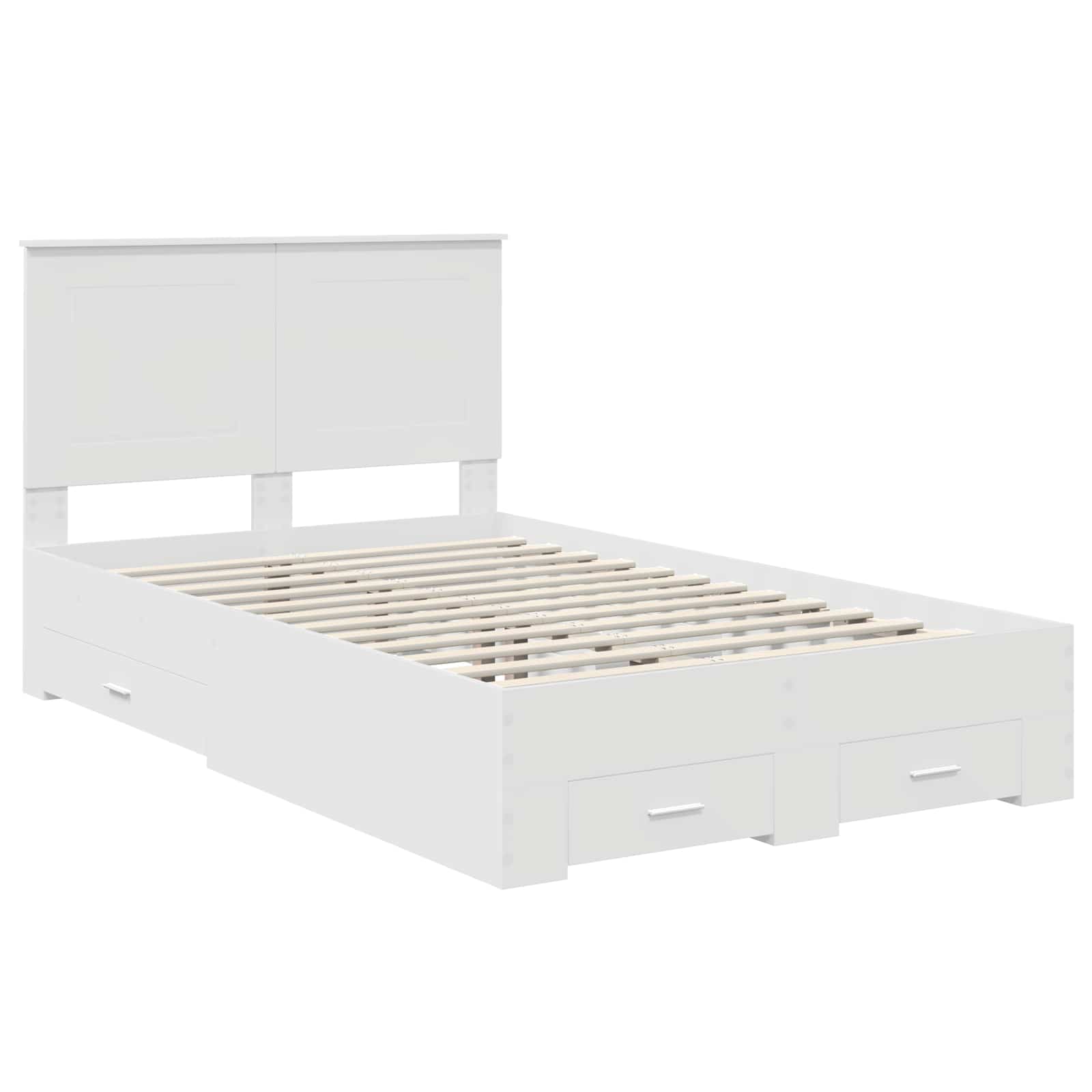 Sengestamme med hodegjerde Hvit 135 x 190 cm Konstruert tre