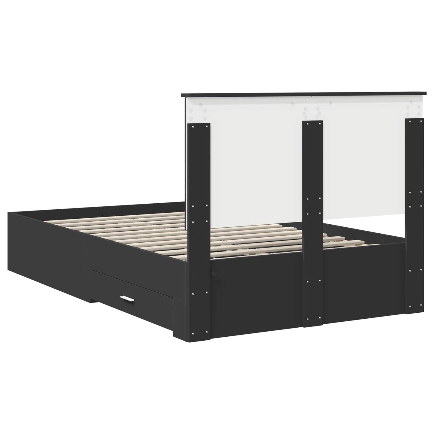 Sengestamme med hodegjerde Svart 135 x 190 cm Konstruert tre