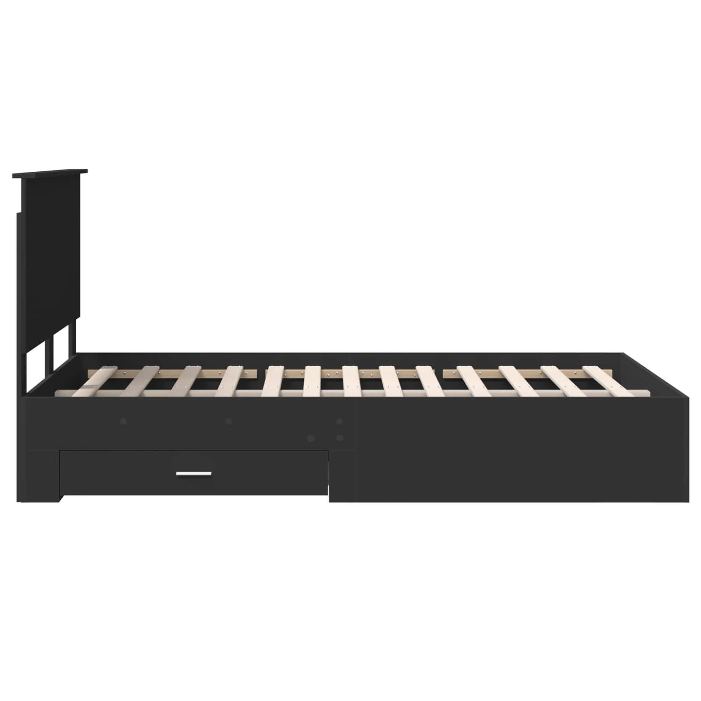 Sengestamme med hodegjerde Svart 135 x 190 cm Konstruert tre