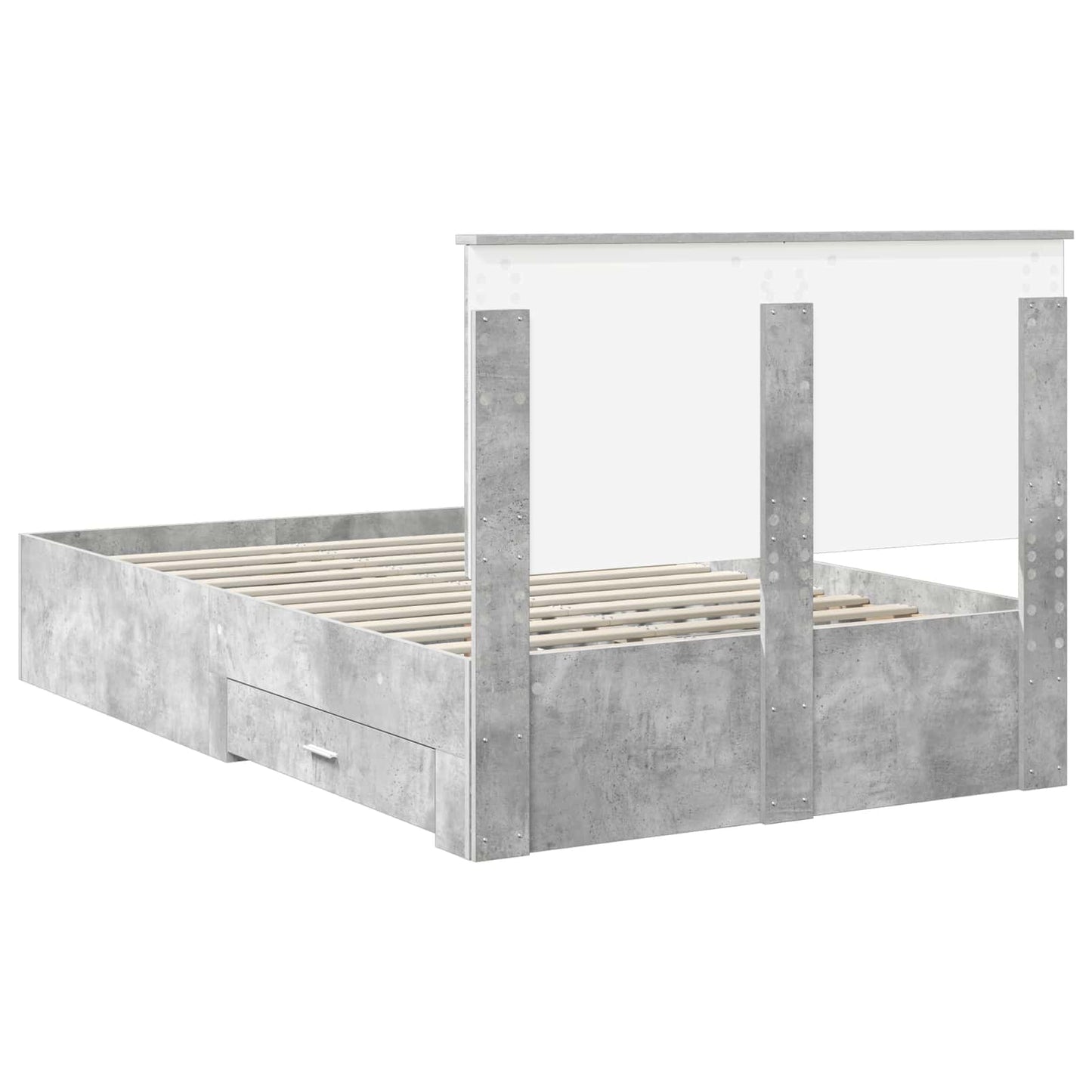 Sengestamme med skuff Betonggrå 135 x 190 cm Konstruert tre
