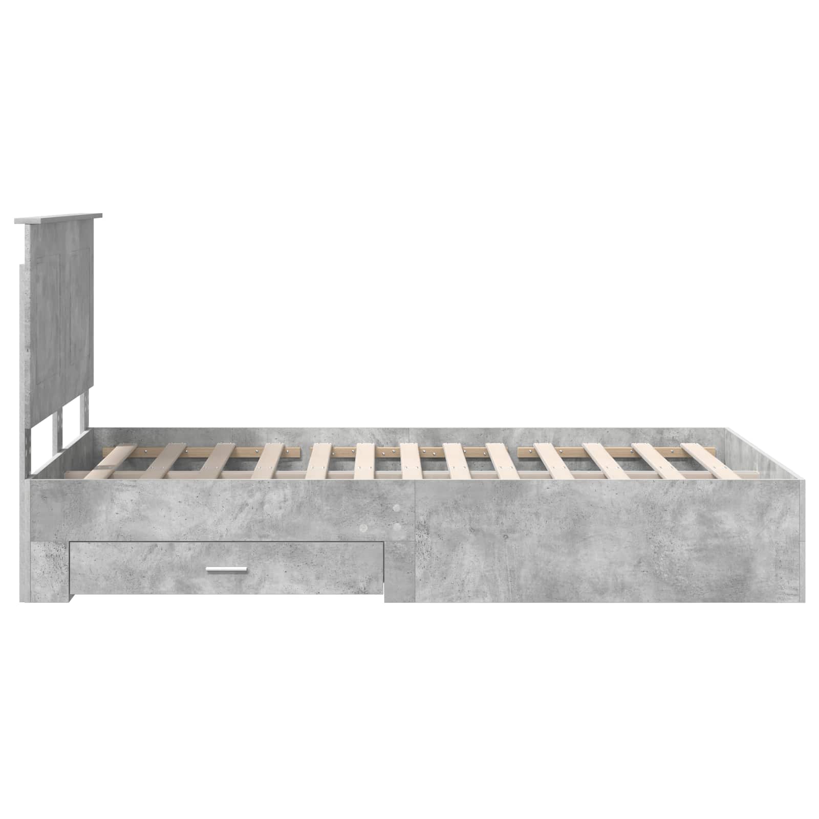 Sengestamme med skuff Betonggrå 135 x 190 cm Konstruert tre