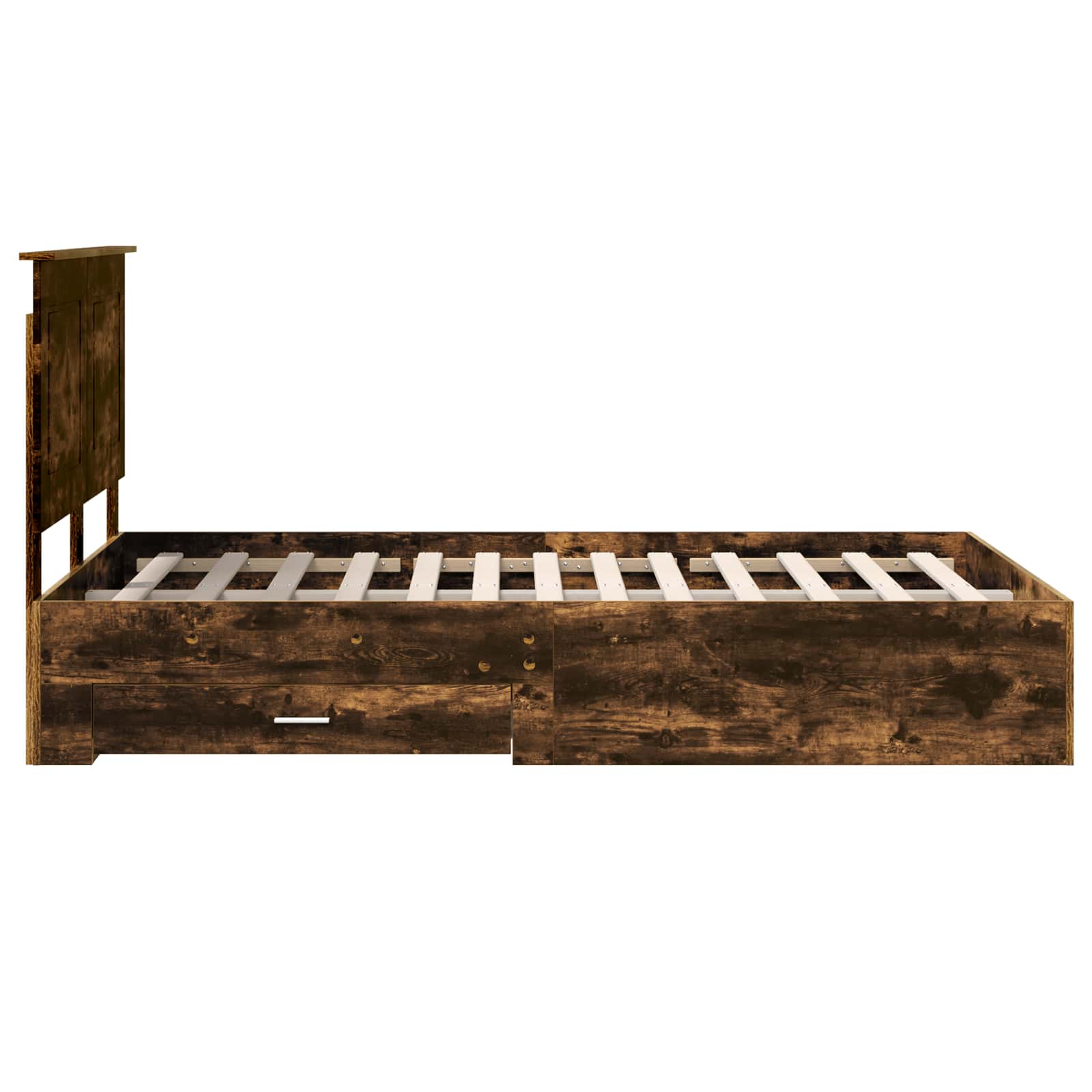 Sengestamme med hodegjerde Røkt eik 135 x 190 cm Konstruert tre