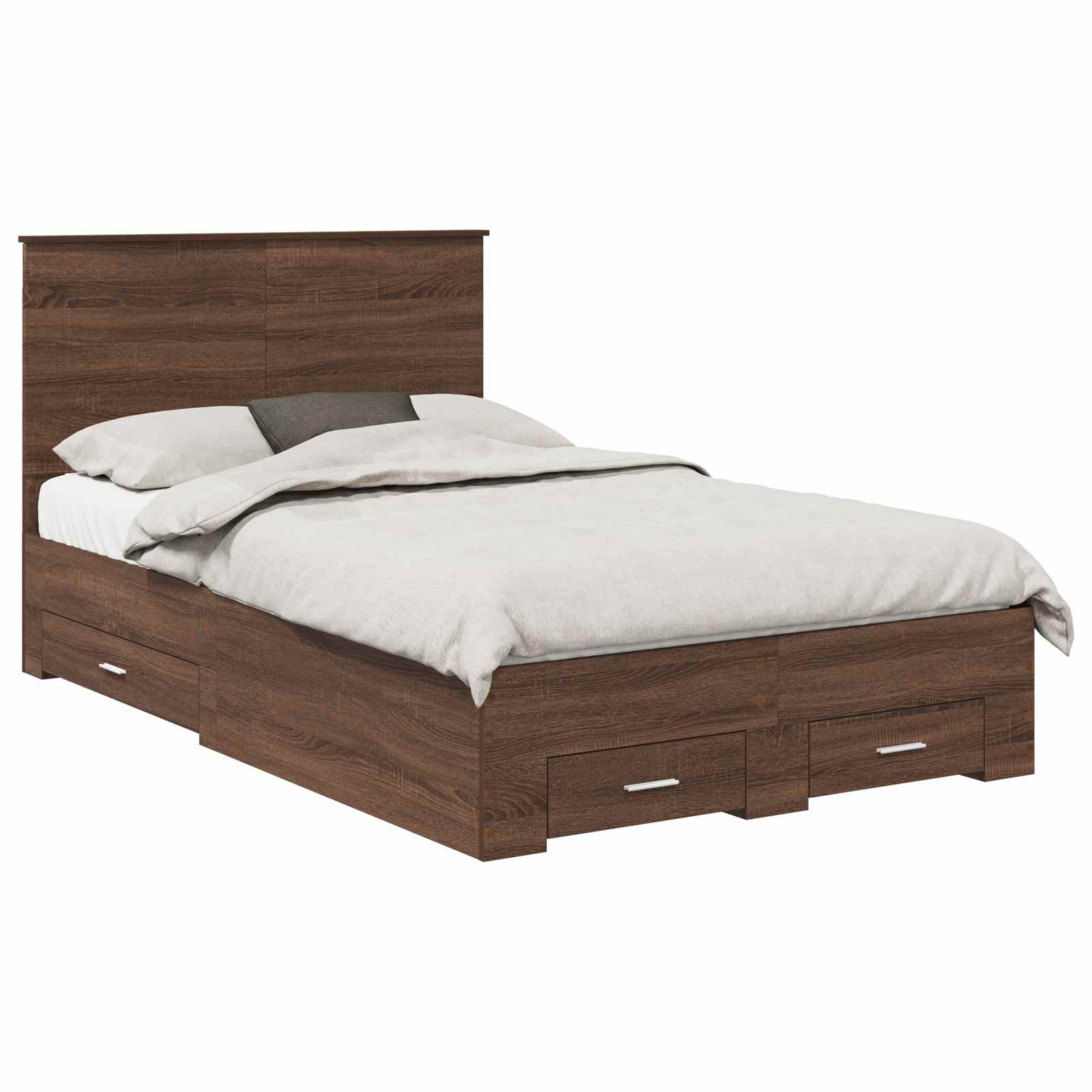 Sengestamme Brun Eik og Sølv 135 x 190 cm Konstruert tre