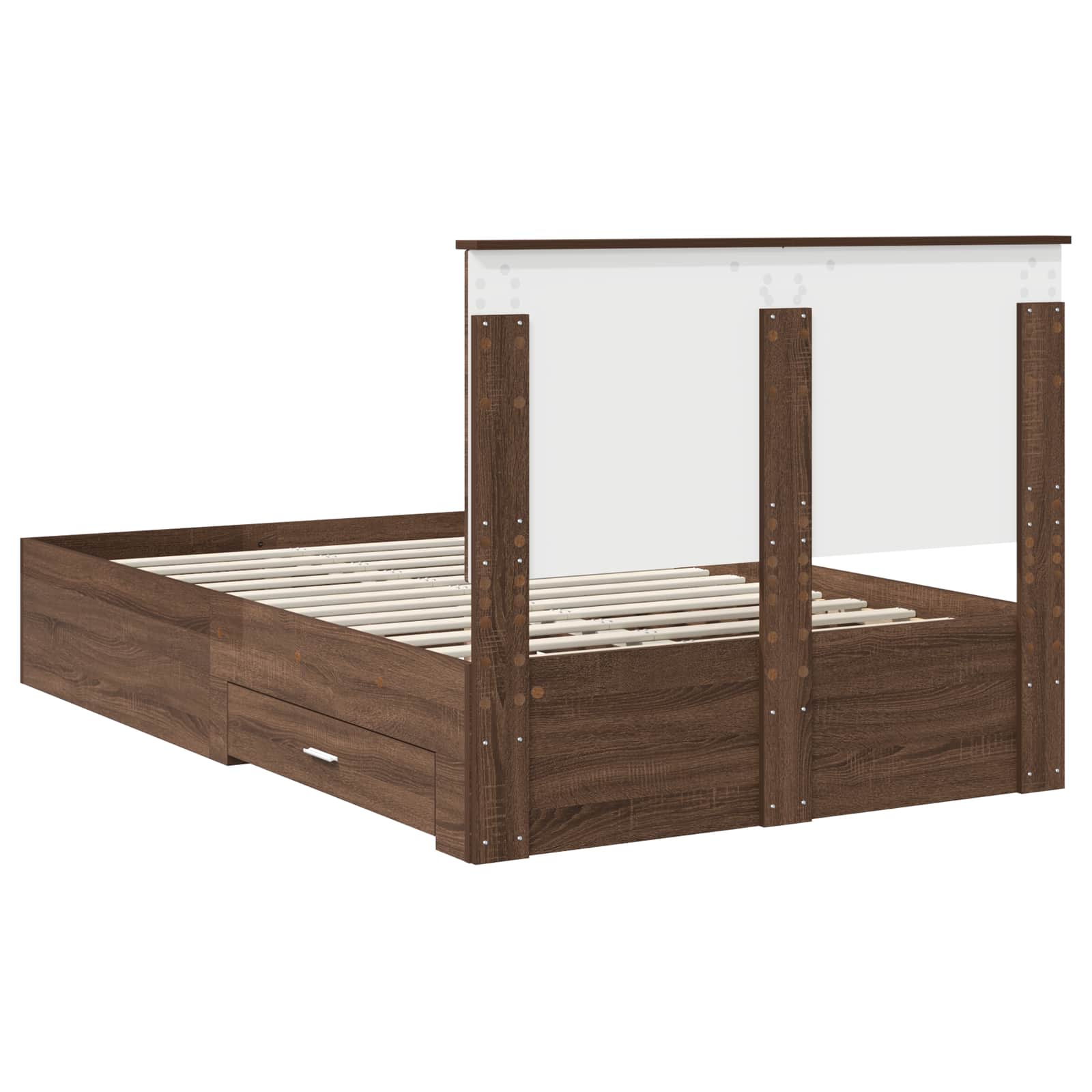 Sengestamme Brun Eik og Sølv 135 x 190 cm Konstruert tre