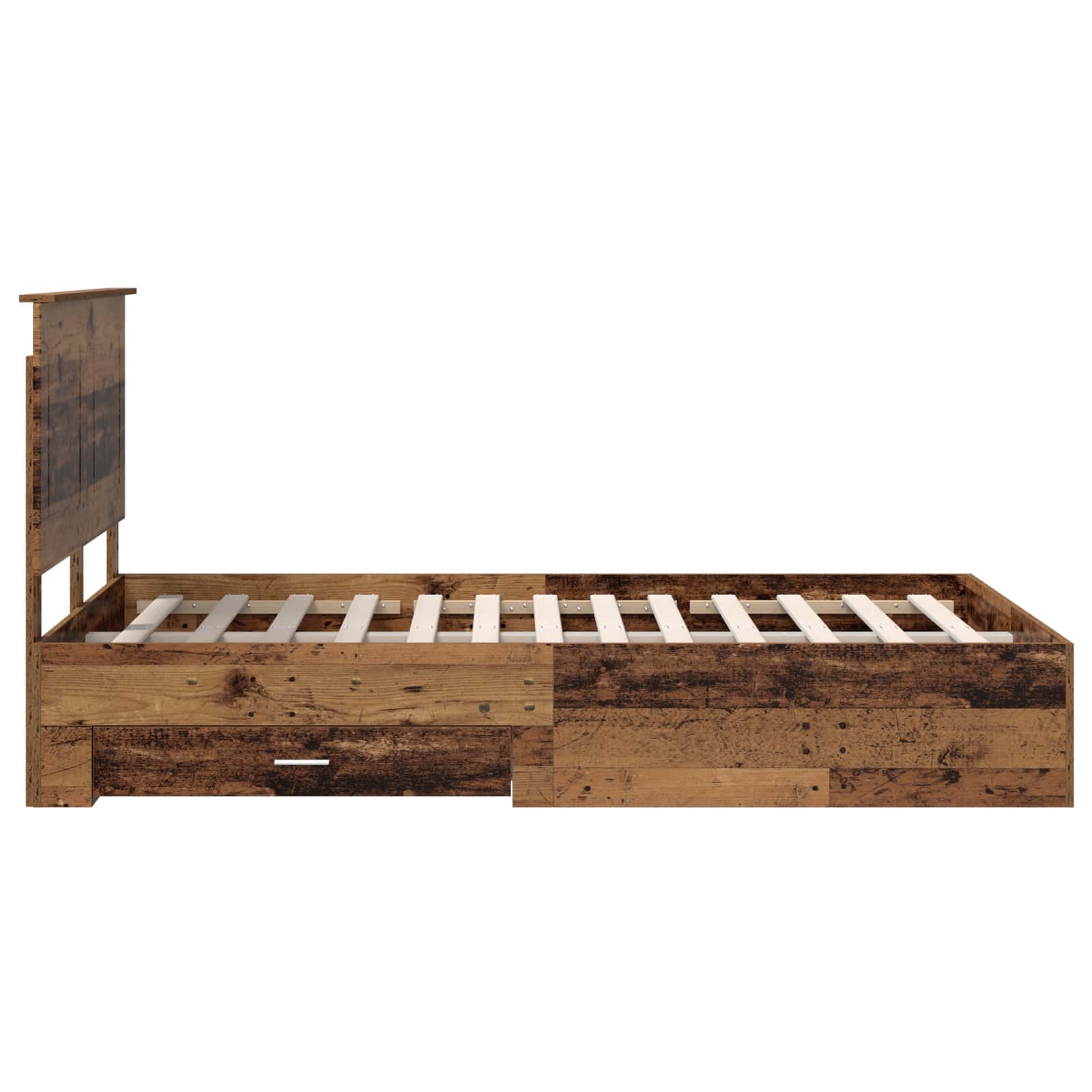 Sengestamme med skuff Gammelt tre 135 x 190 cm Konstruert tre