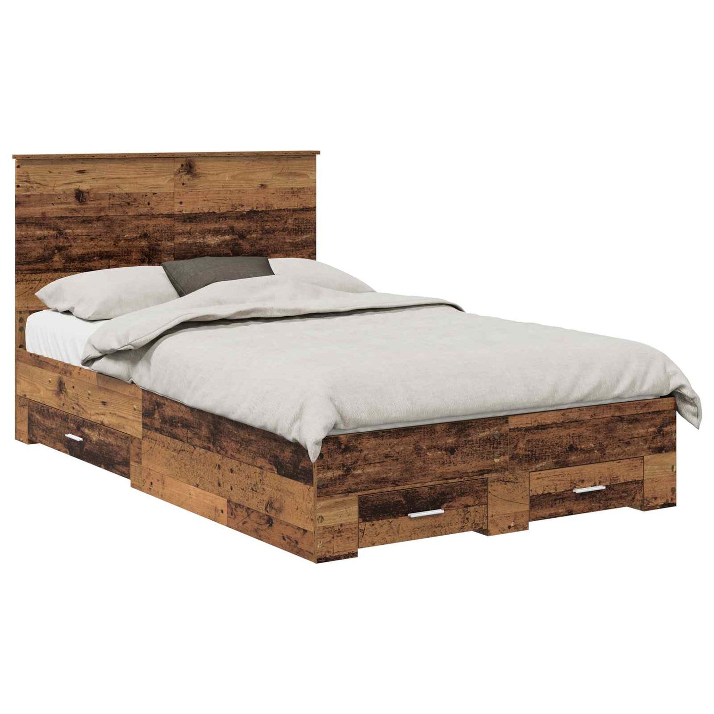 Sengestamme med skuff Gammelt tre 120 x 190 cm Konstruert tre