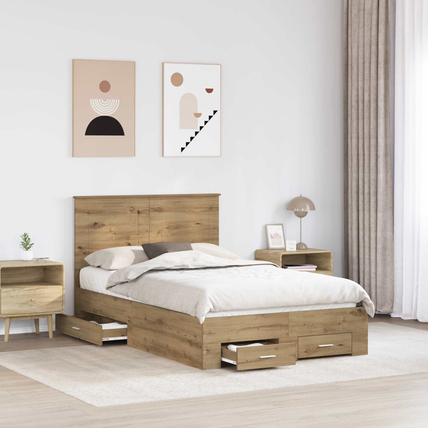 Sengestamme med skuff Artisan Eik 120 x 190 cm Konstruert tre