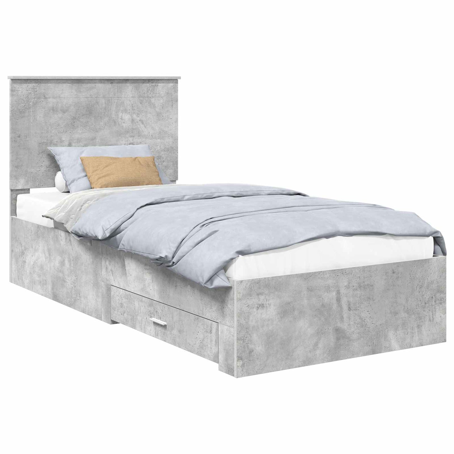 Sengestamme med hodegjerde Betonggrå 90 x 190 cm Konstruert tre