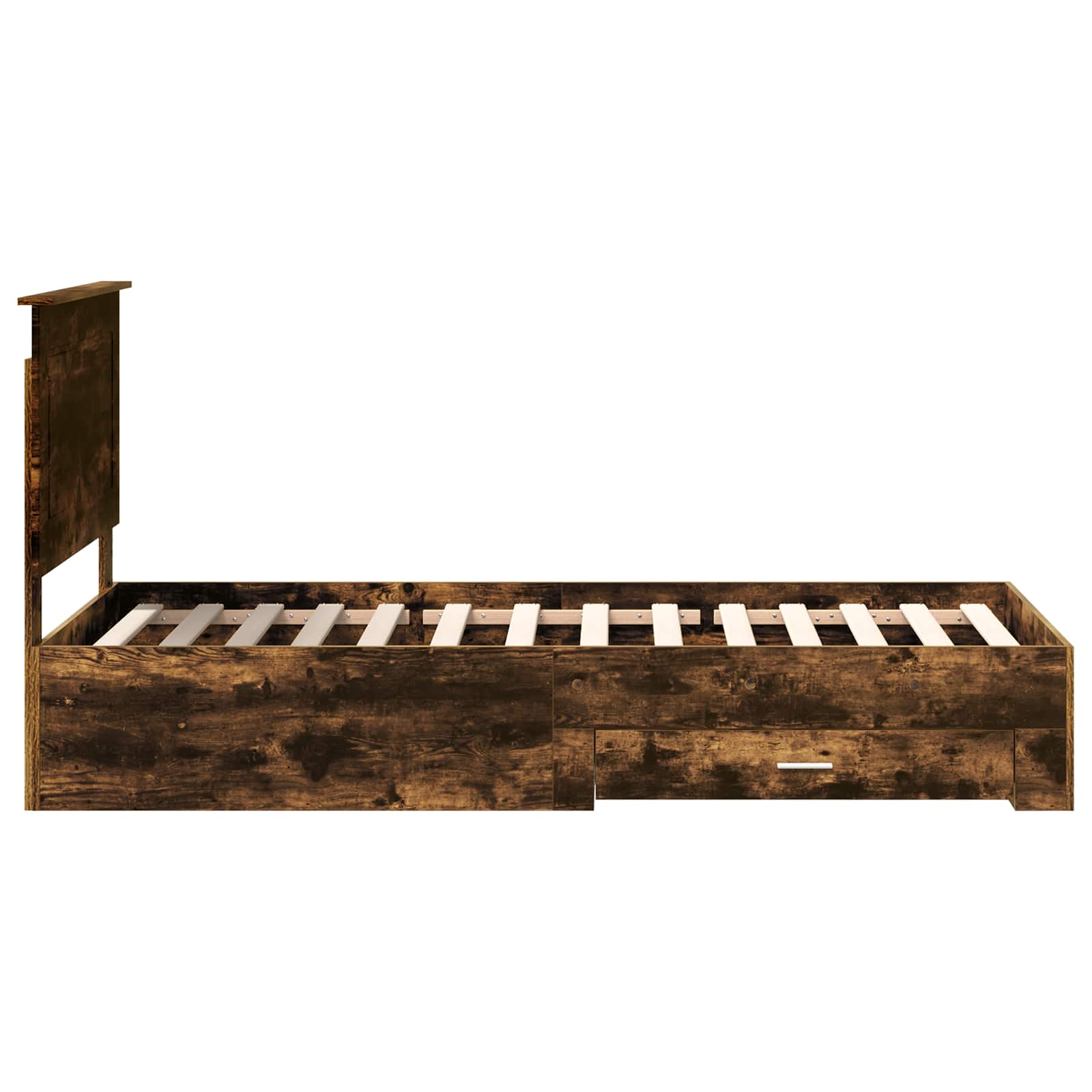 Sengestamme med hodegjerde Røkt eik 90 x 190 cm Konstruert tre