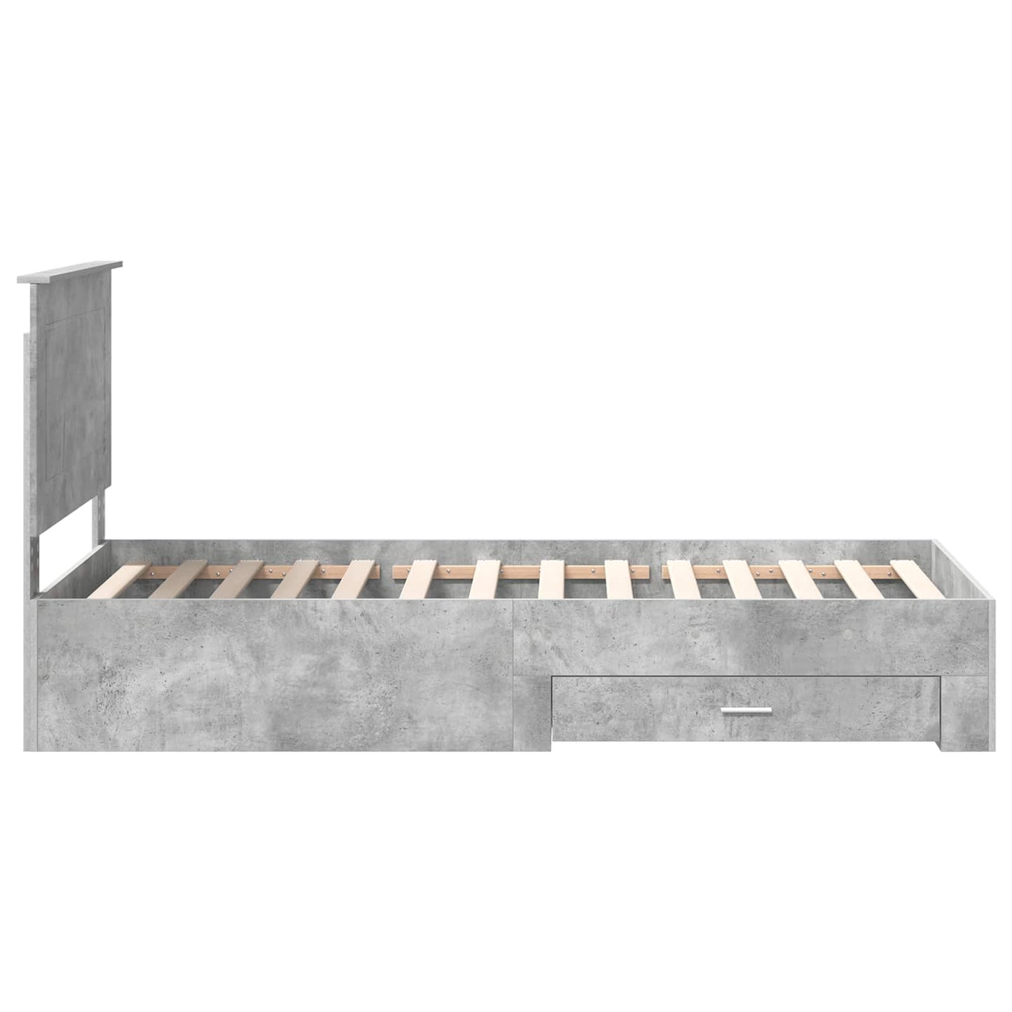Sengestamme med hodegjerde Betonggrå 90 x 200 cm Konstruert tre