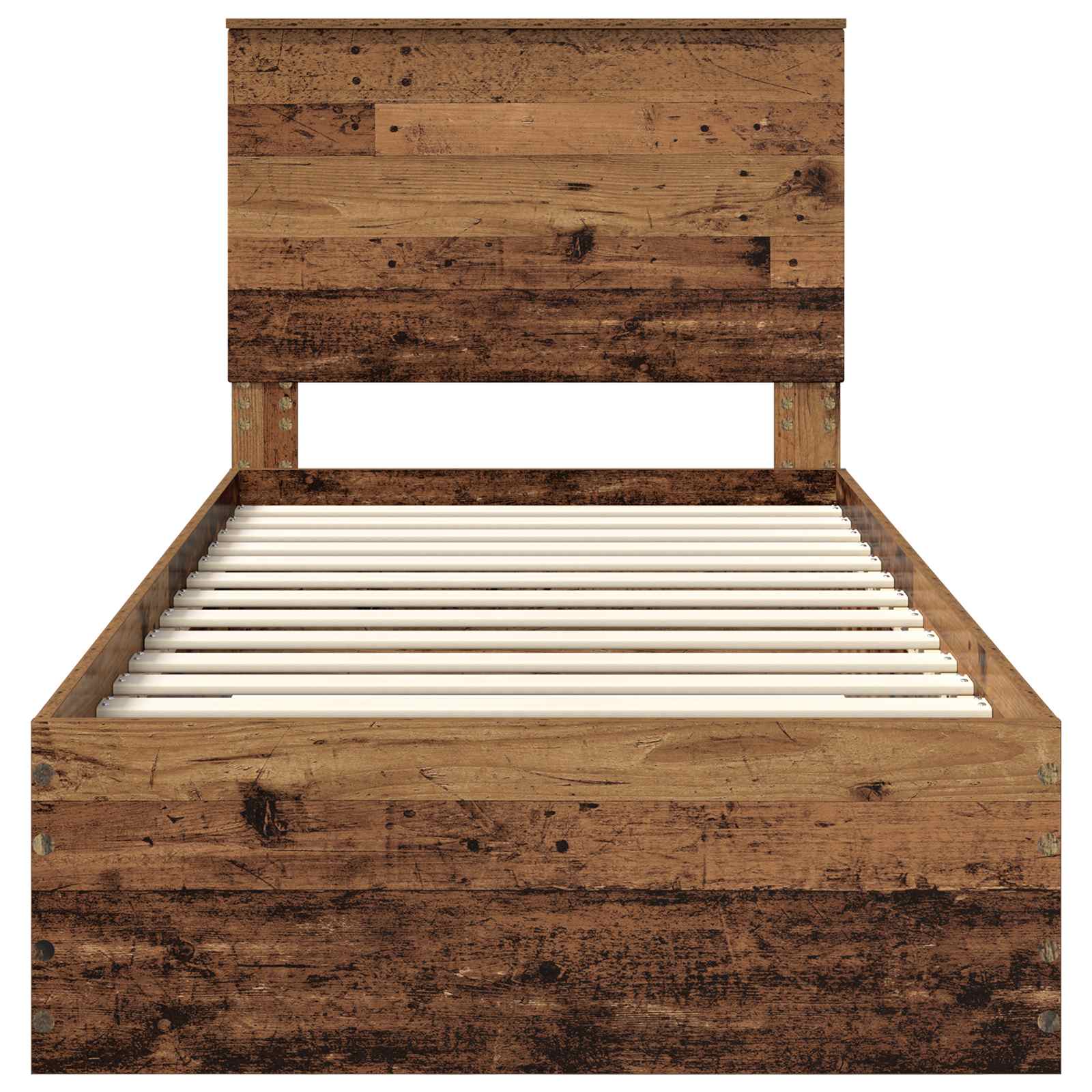 Sengestamme med skuff Gammelt tre 90 x 200 cm Konstruert tre