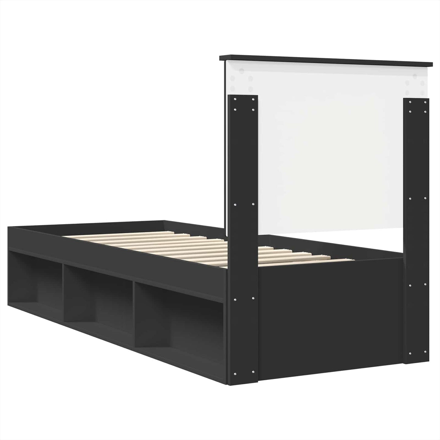 Sengestamme med skuff Svart og sølv 75 x 190 cm Konstruert tre