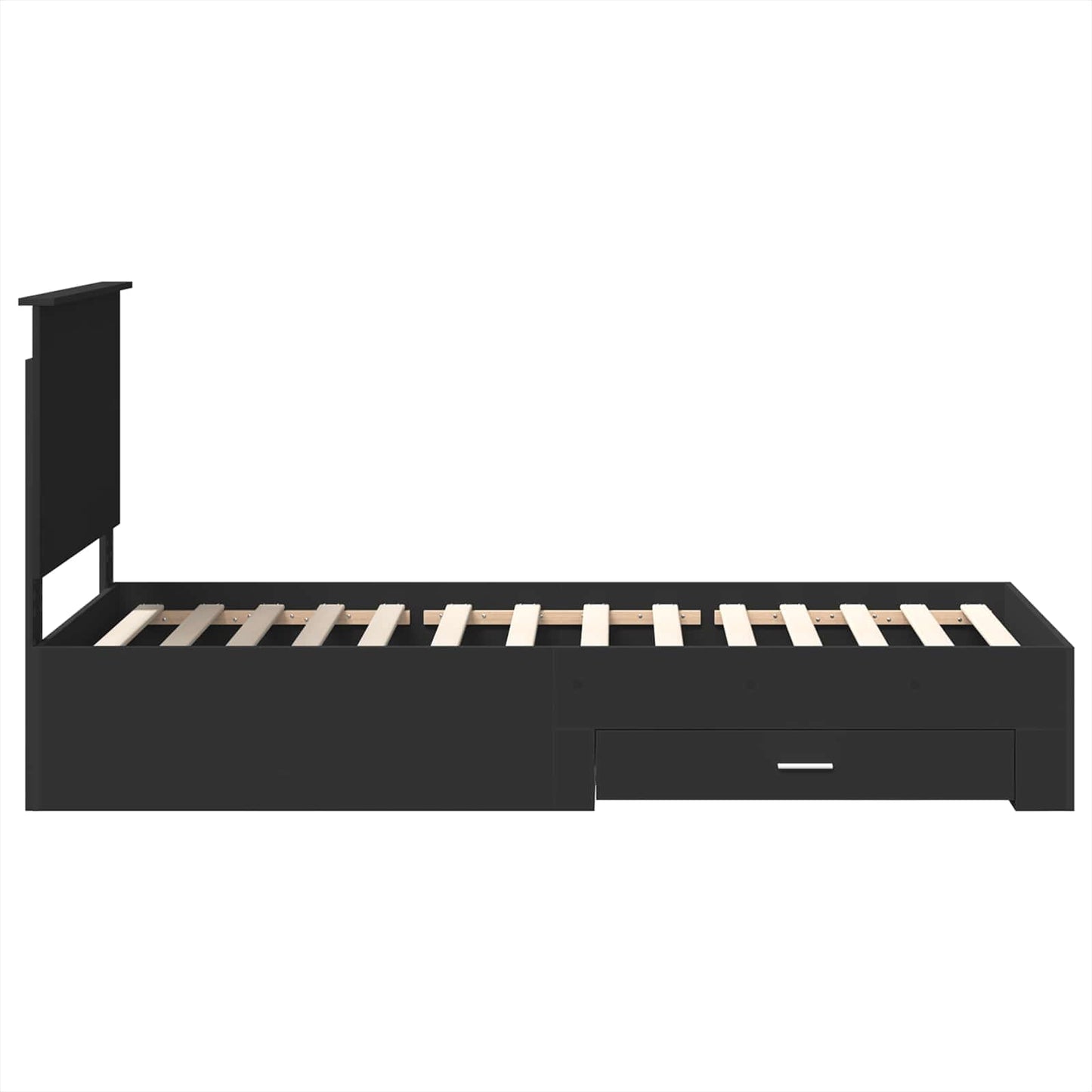 Sengestamme med skuff Svart og sølv 75 x 190 cm Konstruert tre