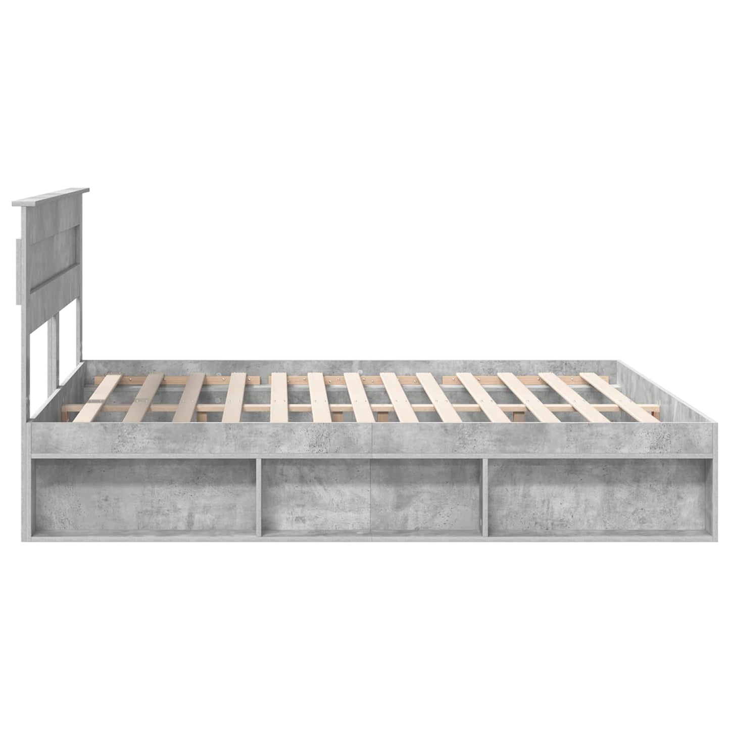 Sengestamme med hodegjerde Betong 180 x 200 cm Massiv furu