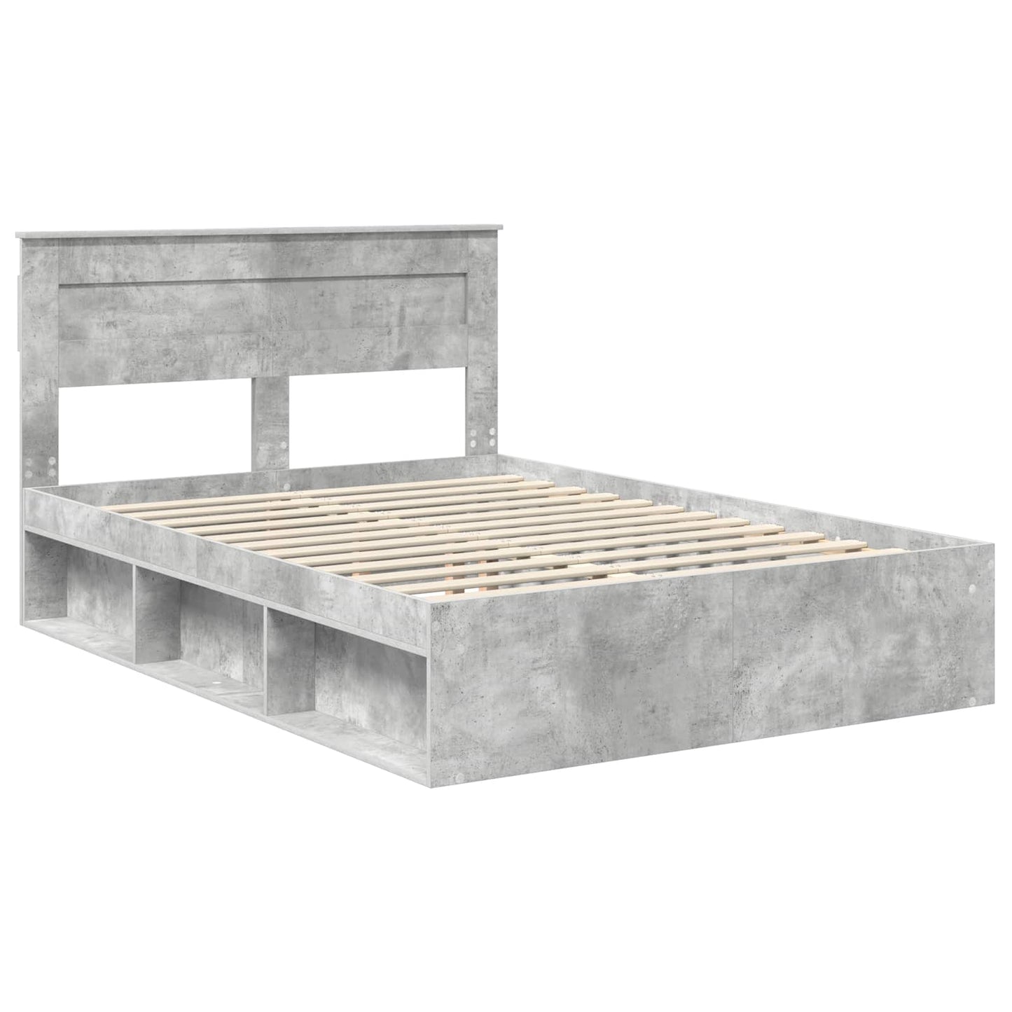 Sengestamme med hodegjerde Betong 160 x 200 cm Massiv furu