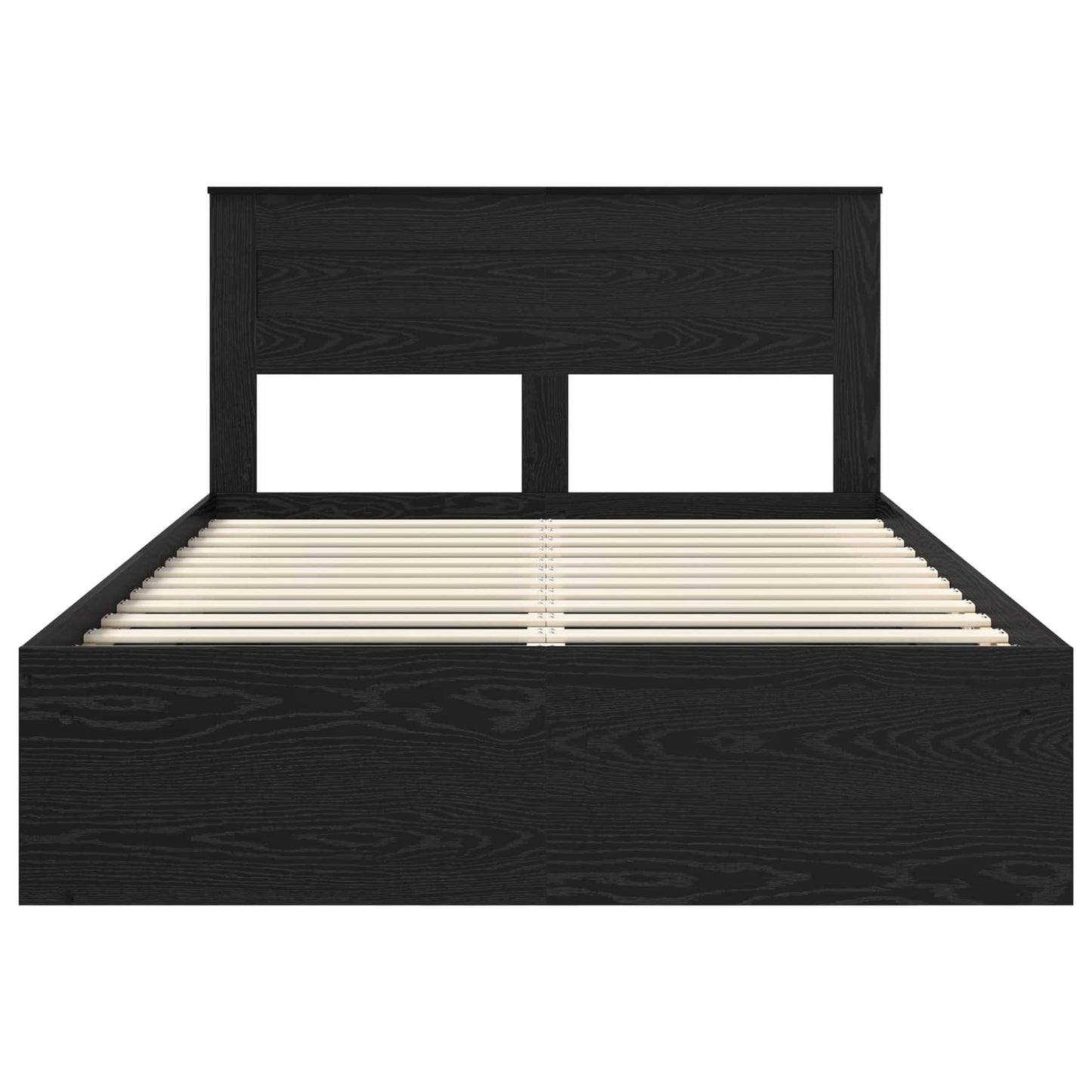 Sengestamme med hodegjerde Svart 150 x 200 cm Massiv furu