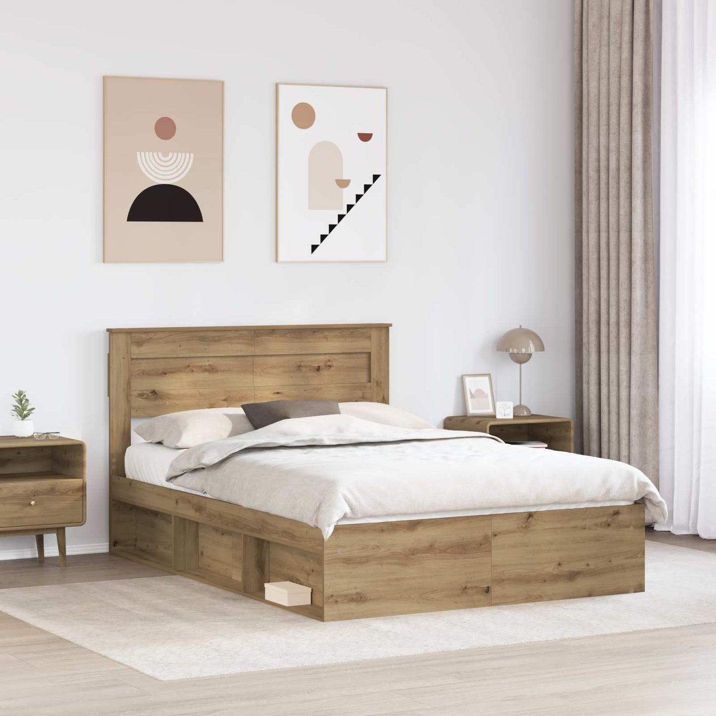 Sengestamme Kunstnerisk Eik 140 x 190 cm Massiv furu