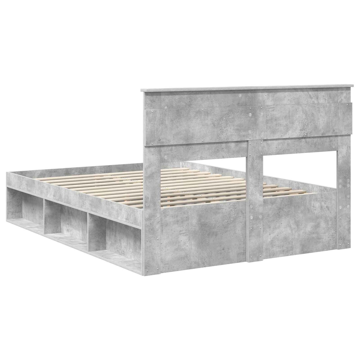 Sengestamme med hodegjerde Betong 140 x 200 cm Massiv furu