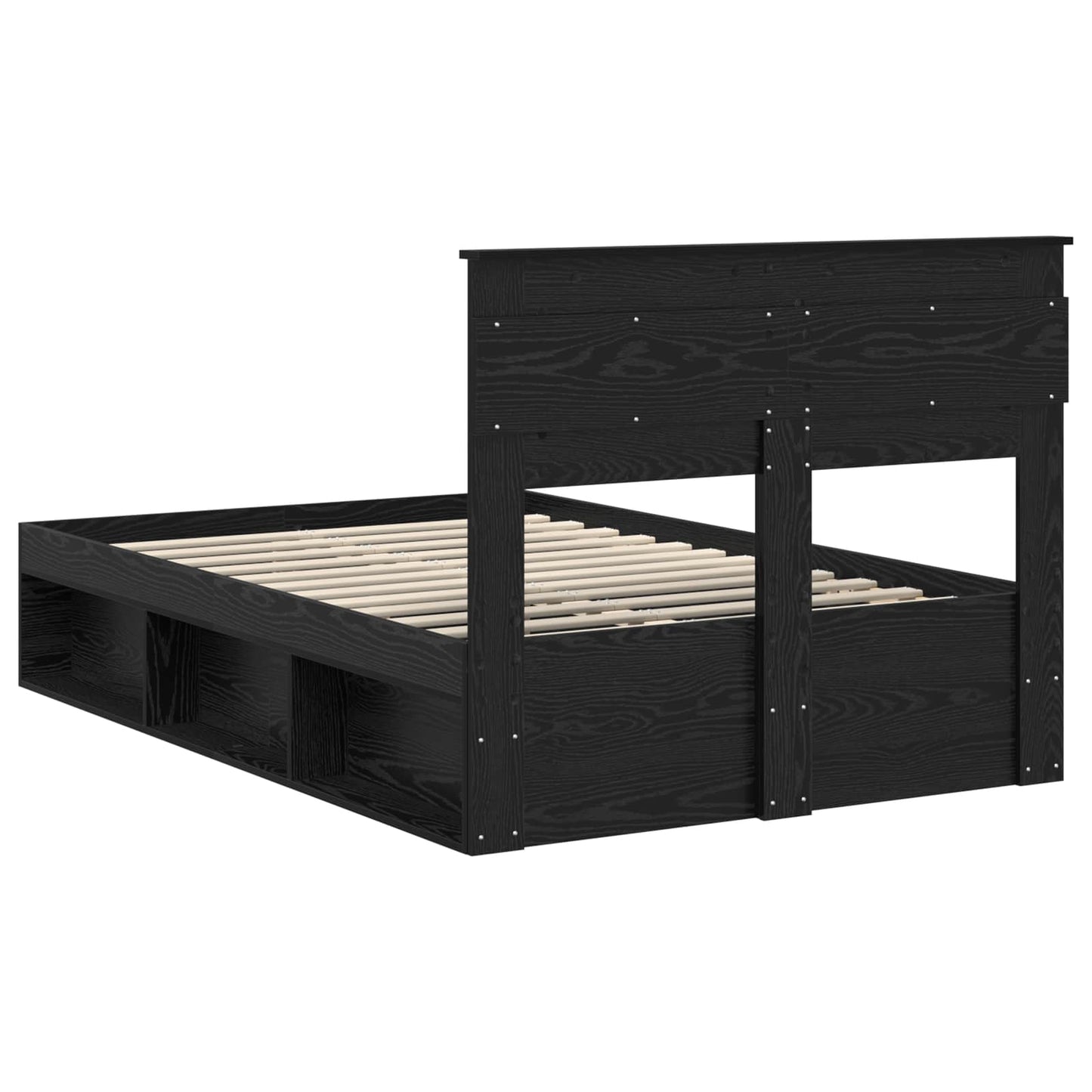 Sengestamme med hodegjerde Svart 135 x 190 cm Massiv furu