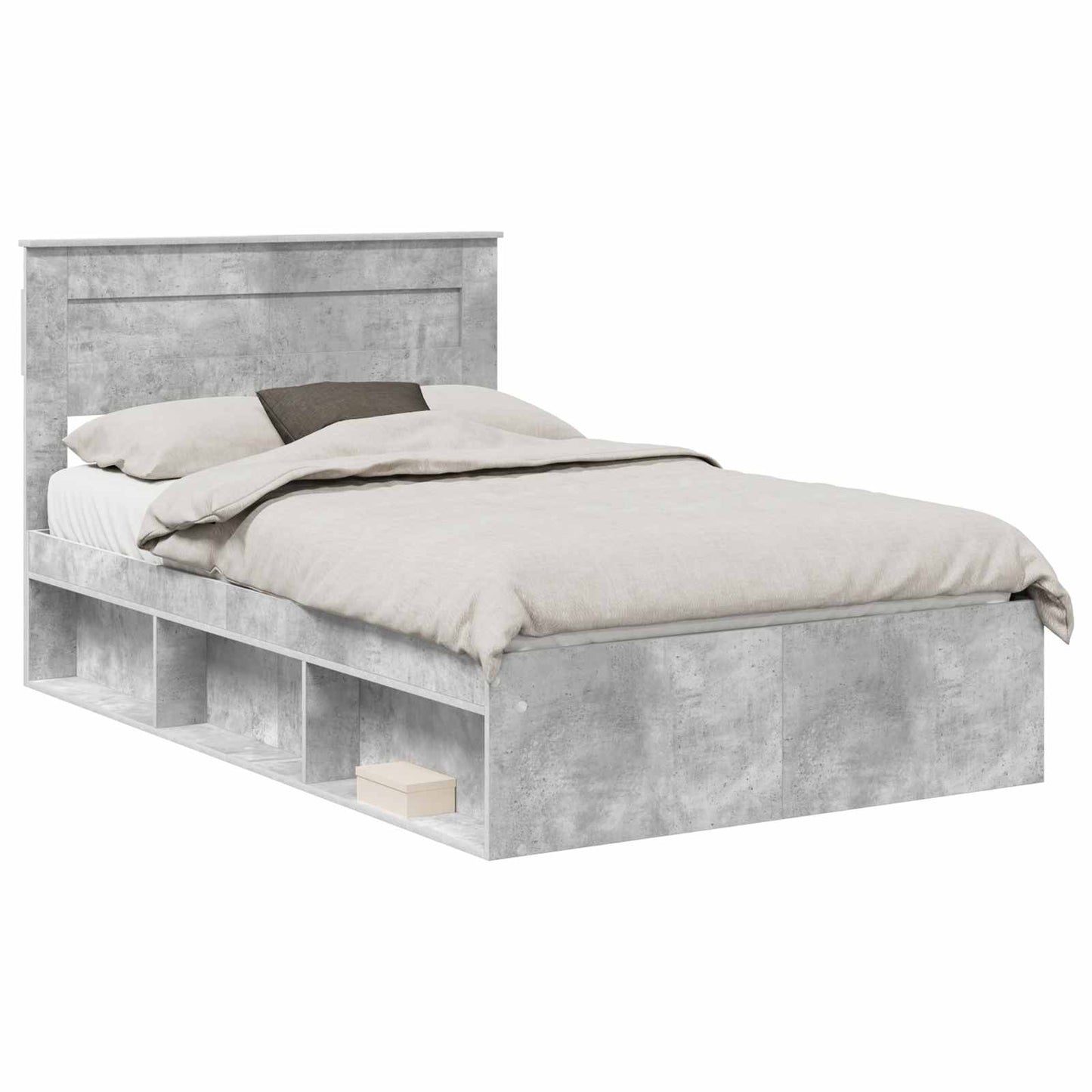 Sengestamme med hodegjerde Betong 120 x 190 cm Massiv furu