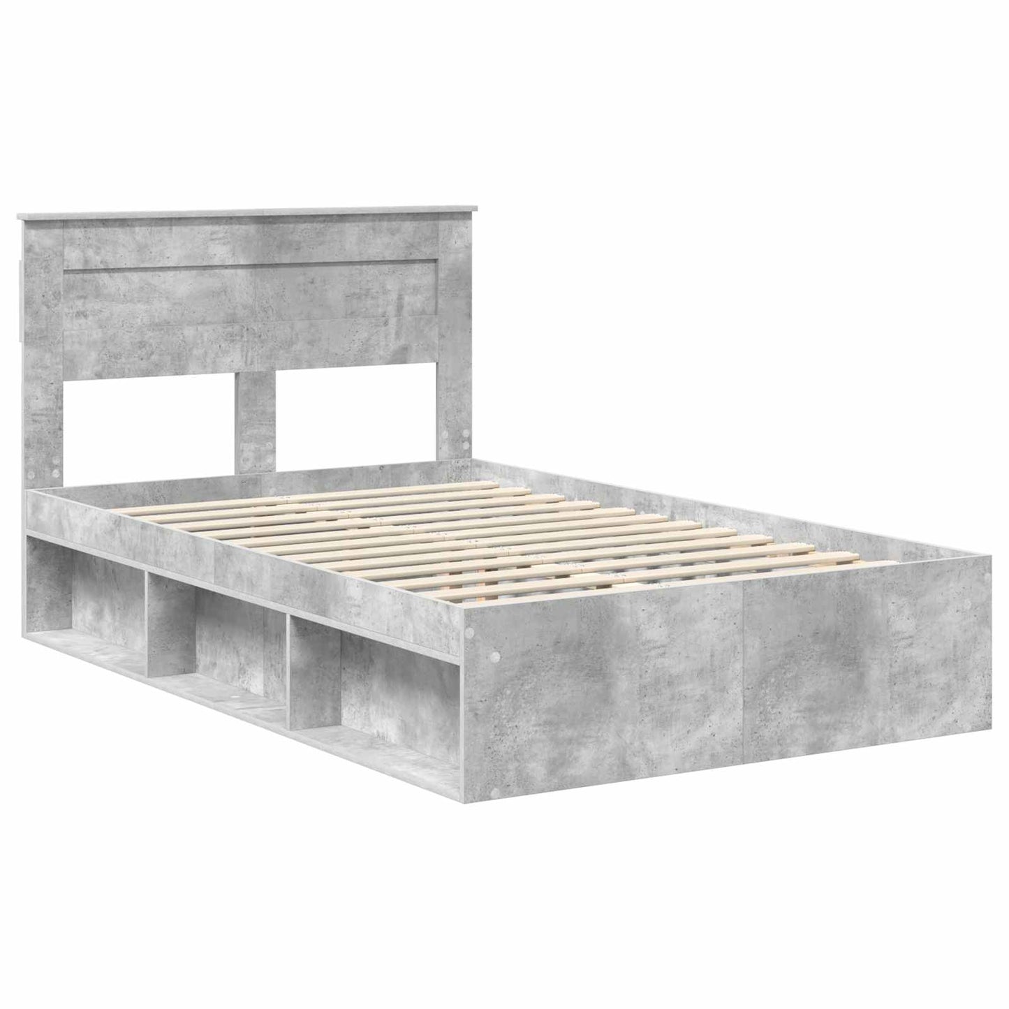 Sengestamme med hodegjerde Betong 120 x 190 cm Massiv furu