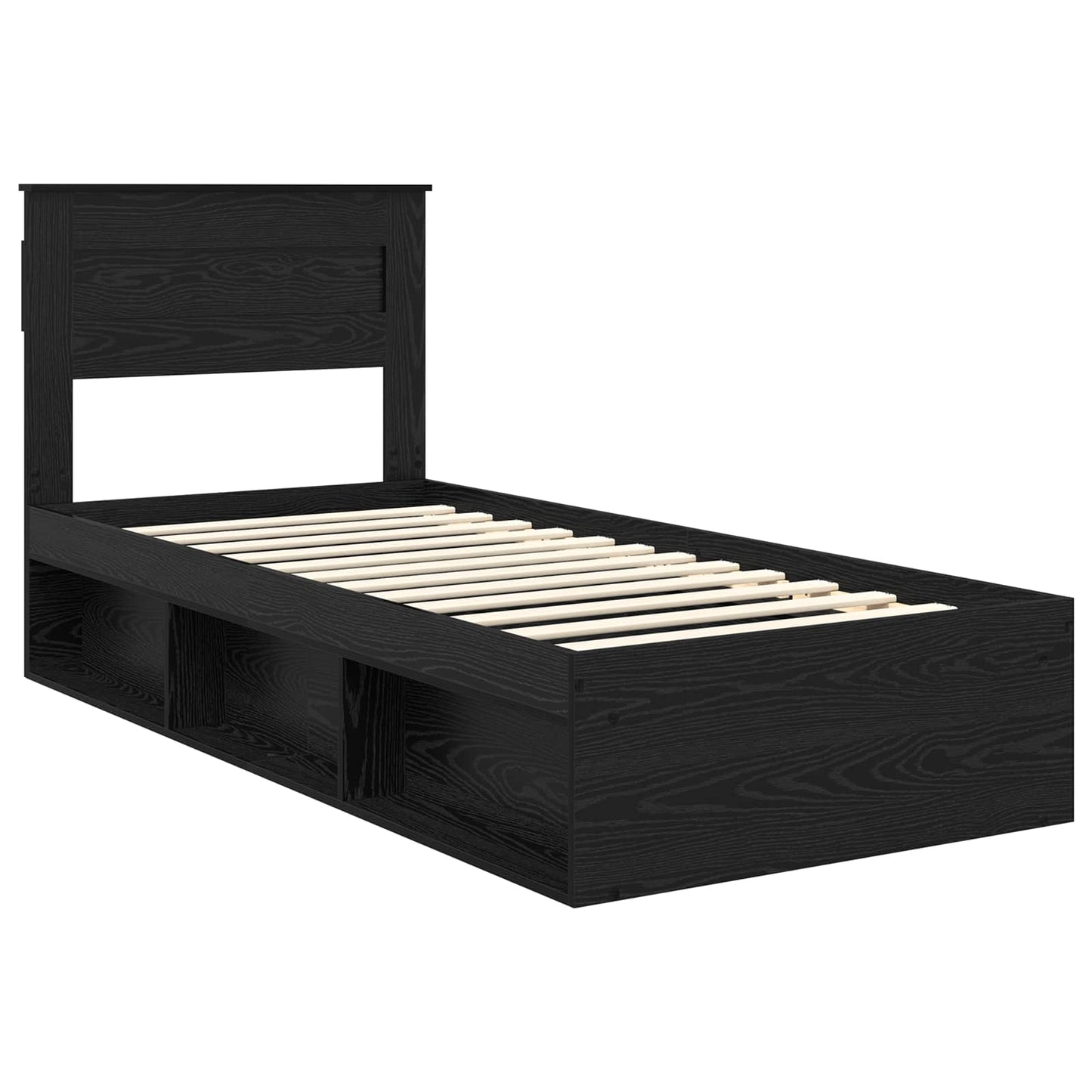 Sengestamme med hodegjerde Svart 100 x 200 cm Massiv furu
