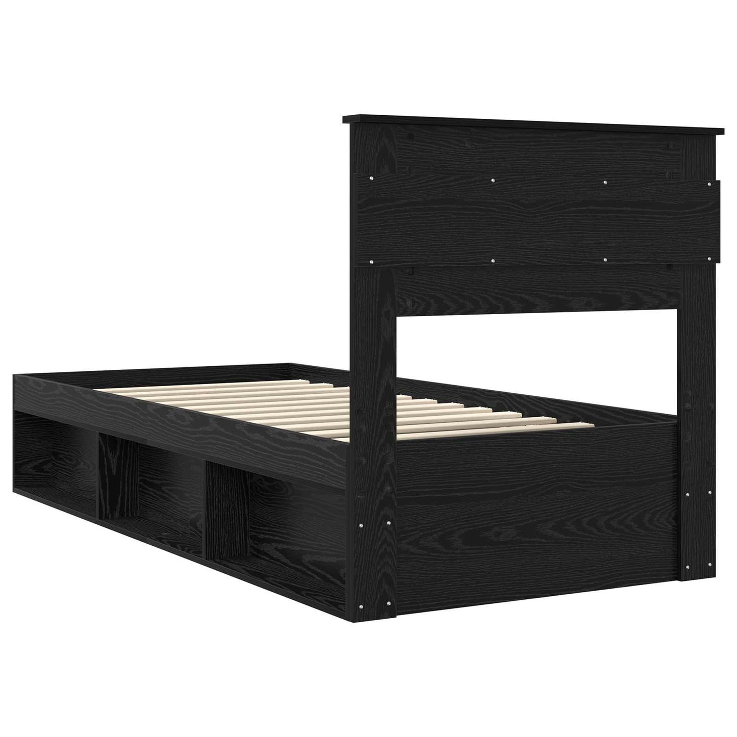 Sengestamme med hodegjerde Svart 100 x 200 cm Massiv furu