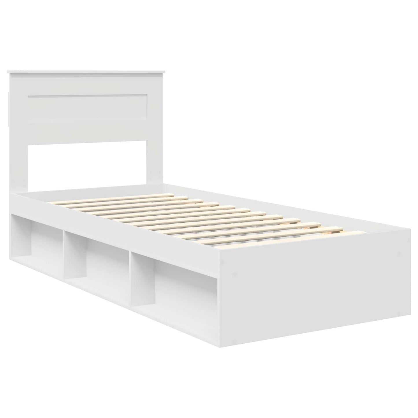 Sengestamme med hodegjerde Hvit 75 x 190 cm Massiv furu
