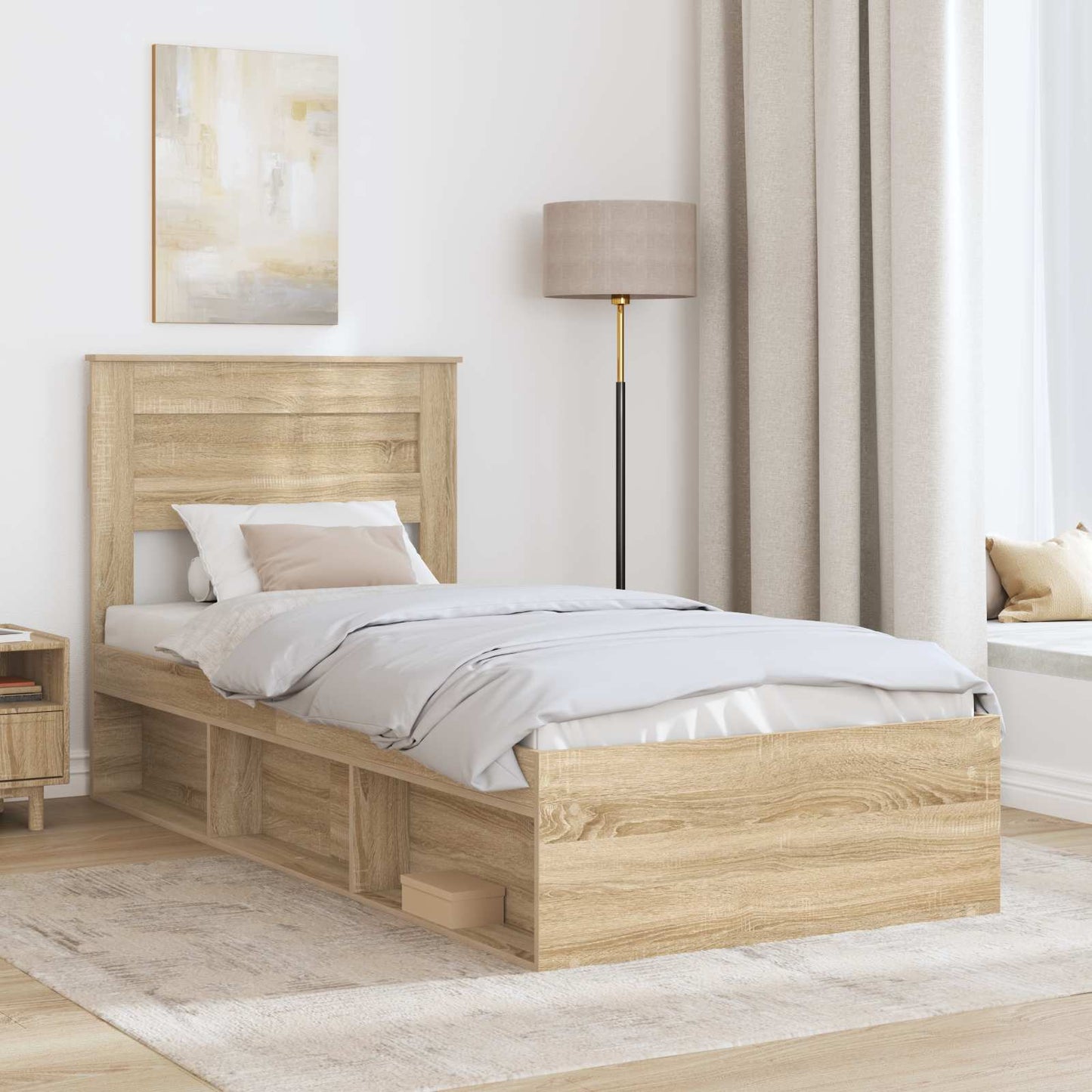 Sengestamme Ensfarget Sonoma eik 75 x 190 cm Massiv furu