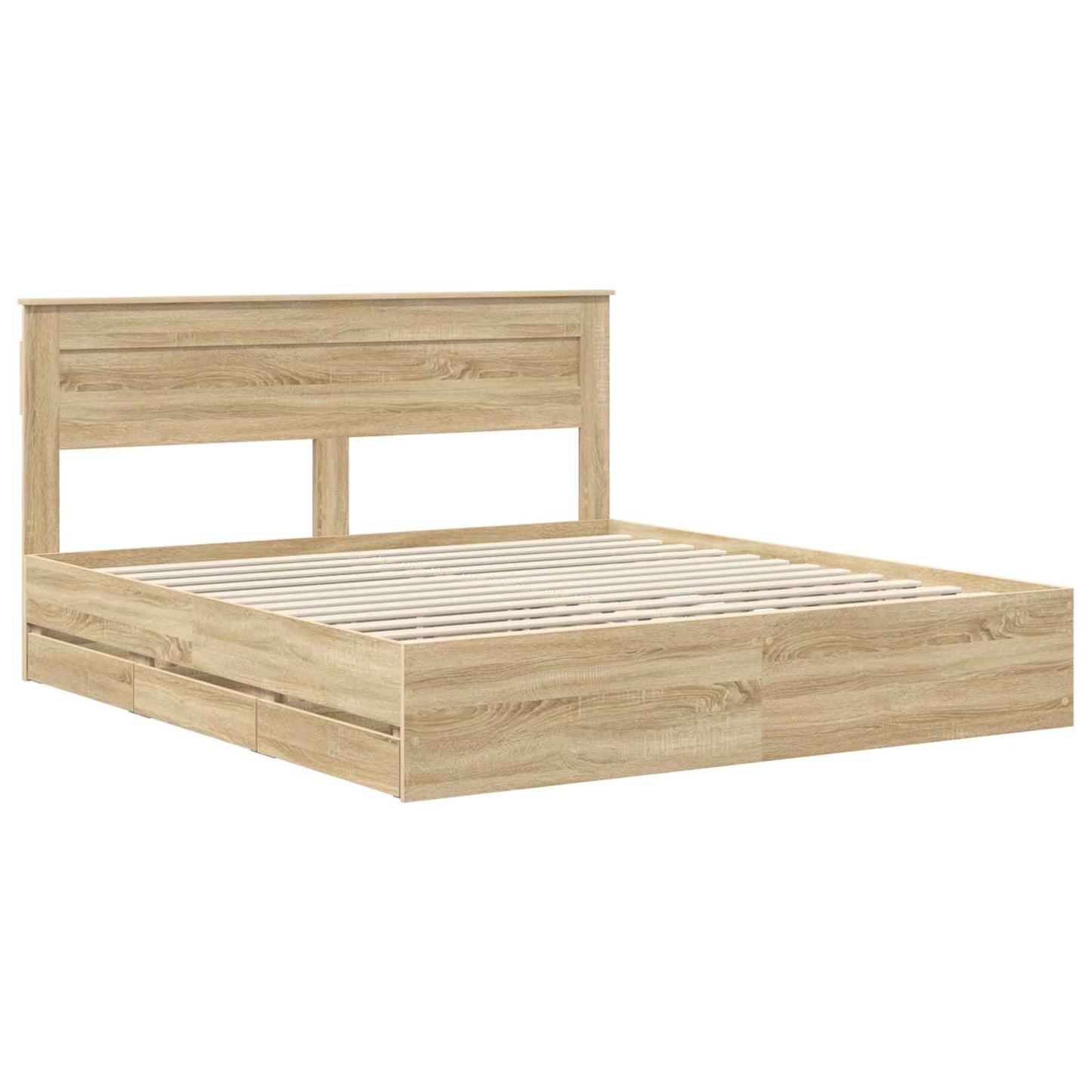 Sengestamme med skuff Sonoma eik 200 x 200 cm Ingeniørtre