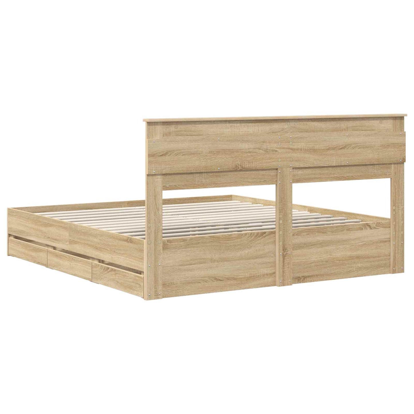 Sengestamme med skuff Sonoma eik 200 x 200 cm Ingeniørtre