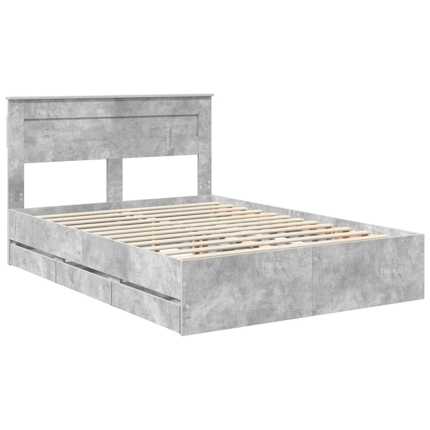 Sengestamme med skuff Betonggrå 140 x 190 cm Ingeniørtre
